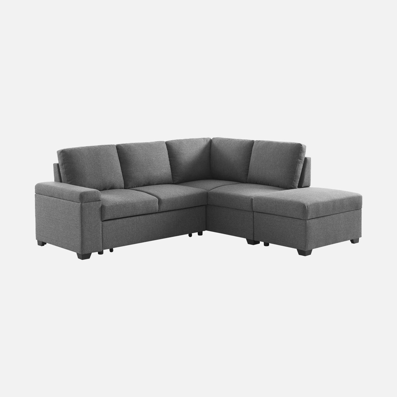 3-seater corner sofa bed with footstool, Carl, Charcoal Grey, 223x83x89 cm,sweeek,Photo3