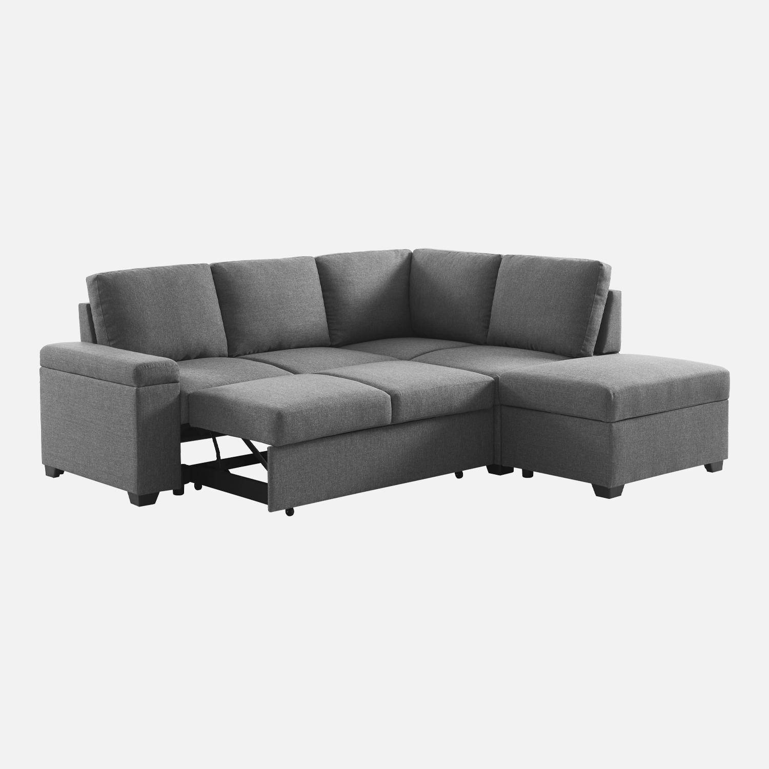 3-seater corner sofa bed with footstool, Carl, Charcoal Grey, 223x83x89 cm Photo6