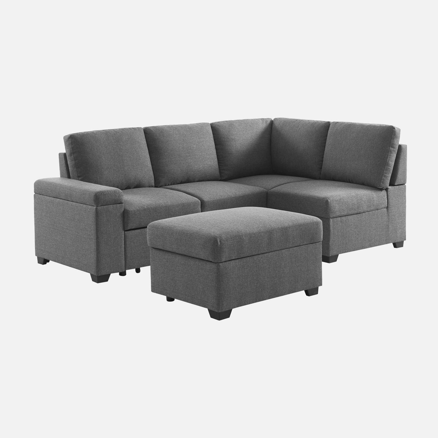 3-seater corner sofa bed with footstool, Carl, Charcoal Grey, 223x83x89 cm Photo8