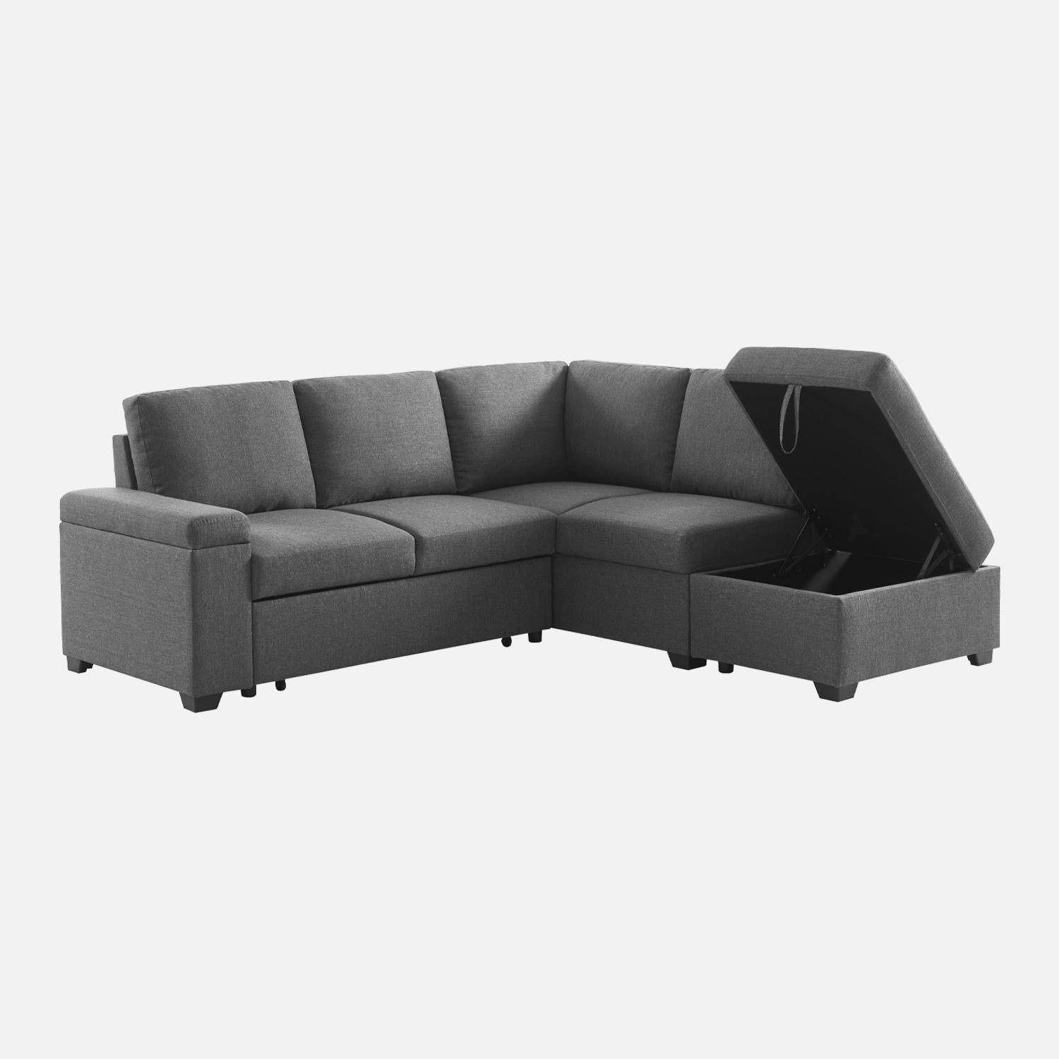 3-seater corner sofa bed with footstool, Carl, Charcoal Grey, 223x83x89 cm Photo5