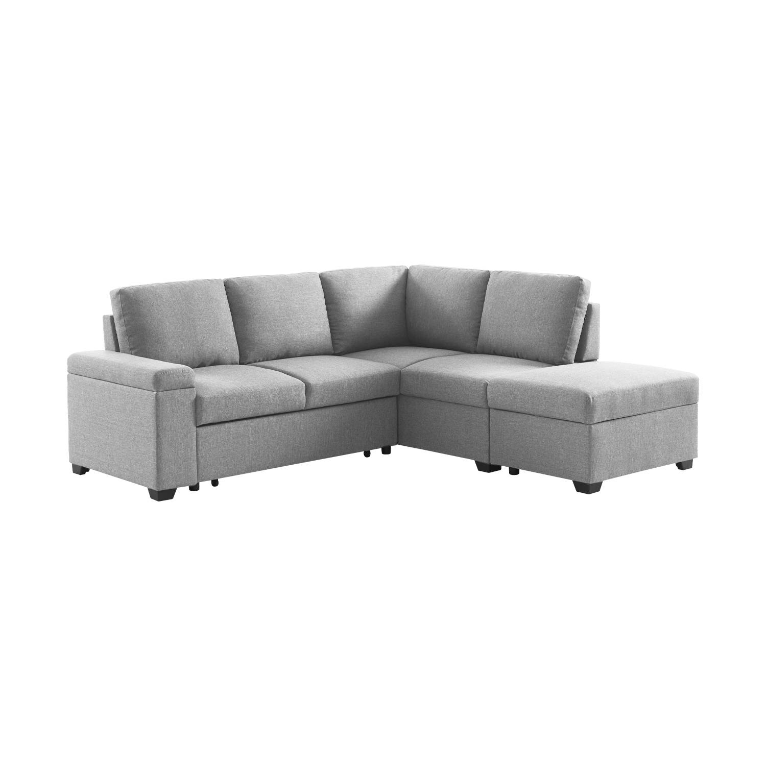 3-seater corner sofa bed with footstool, Light Grey