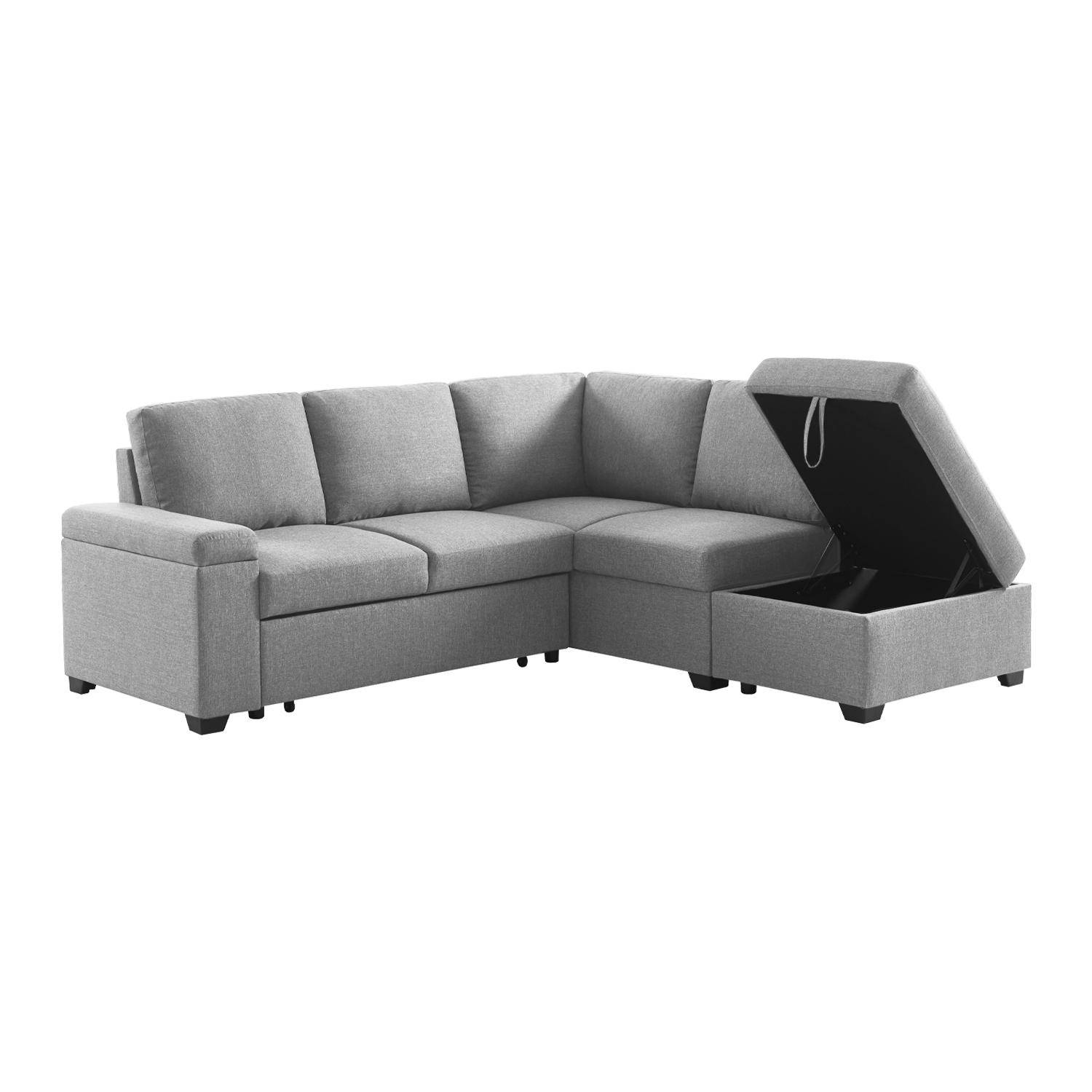 3-seater corner sofa bed with footstool, Carl, Light Grey, 223x83x89 cm Photo6