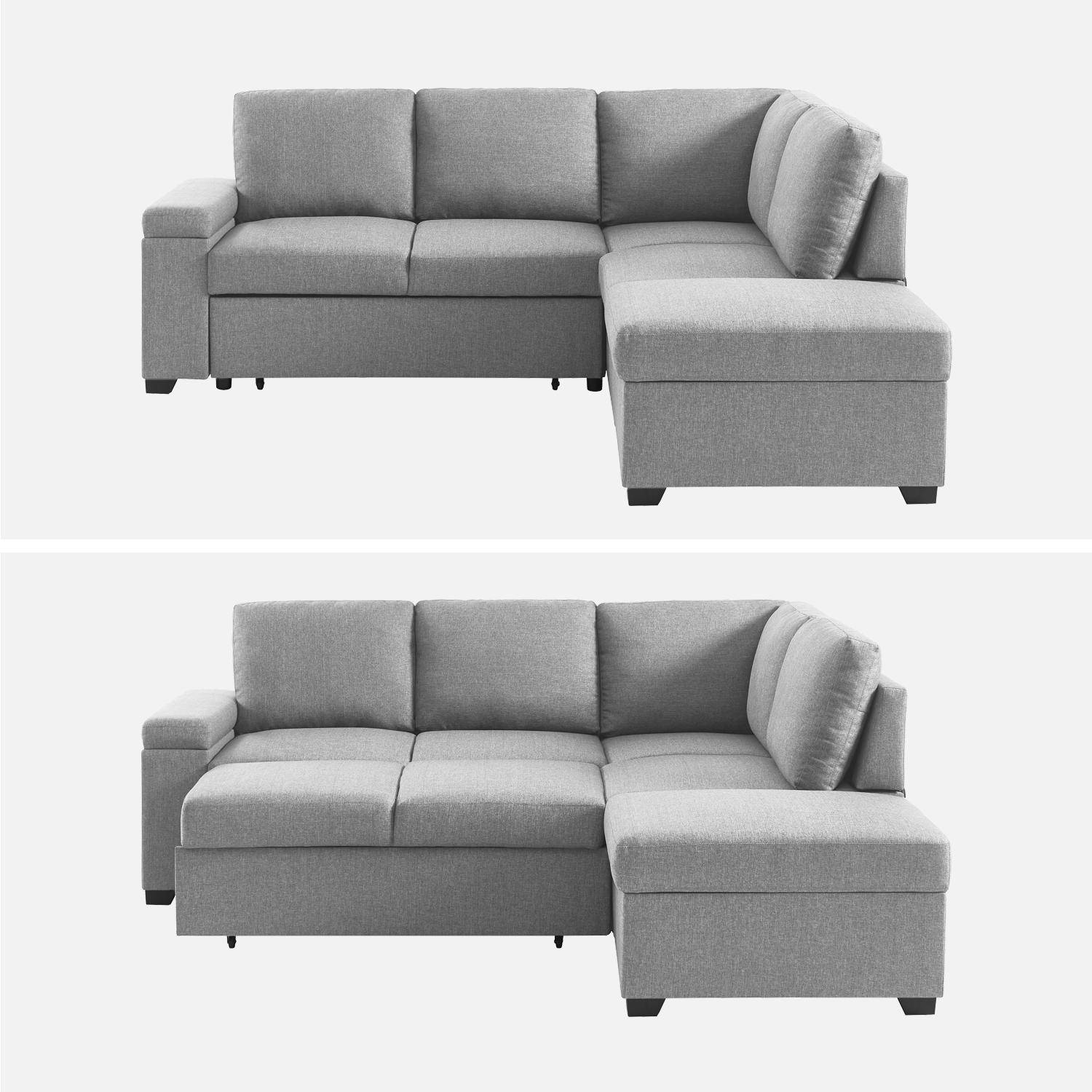 3-seater corner sofa bed with footstool, Carl, Light Grey, 223x83x89 cm Photo4