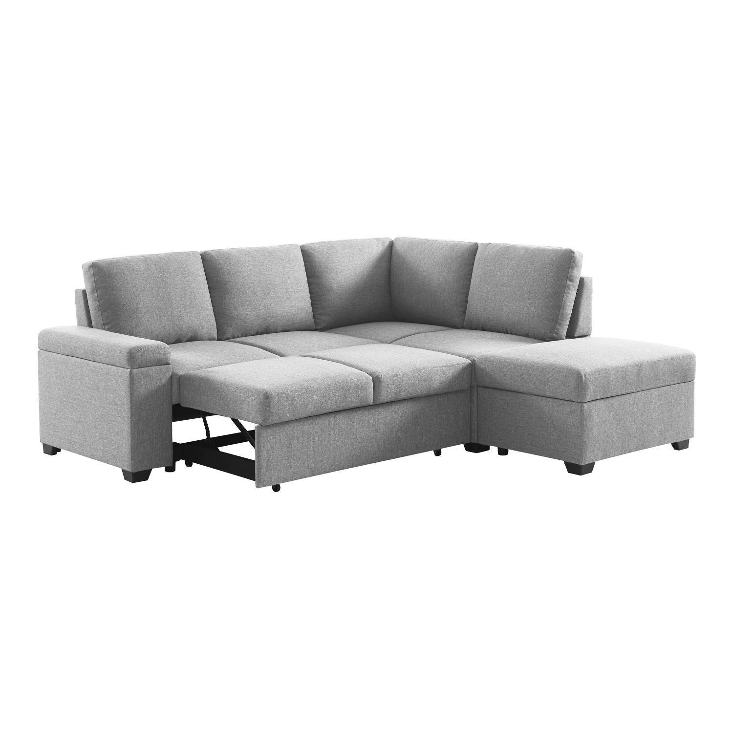 3-seater corner sofa bed with footstool, Carl, Light Grey, 223x83x89 cm Photo7