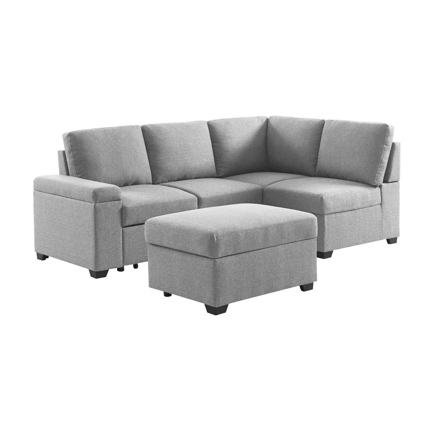 3-seater corner sofa bed with footstool, Carl, Light Grey, 223x83x89 cm Photo8