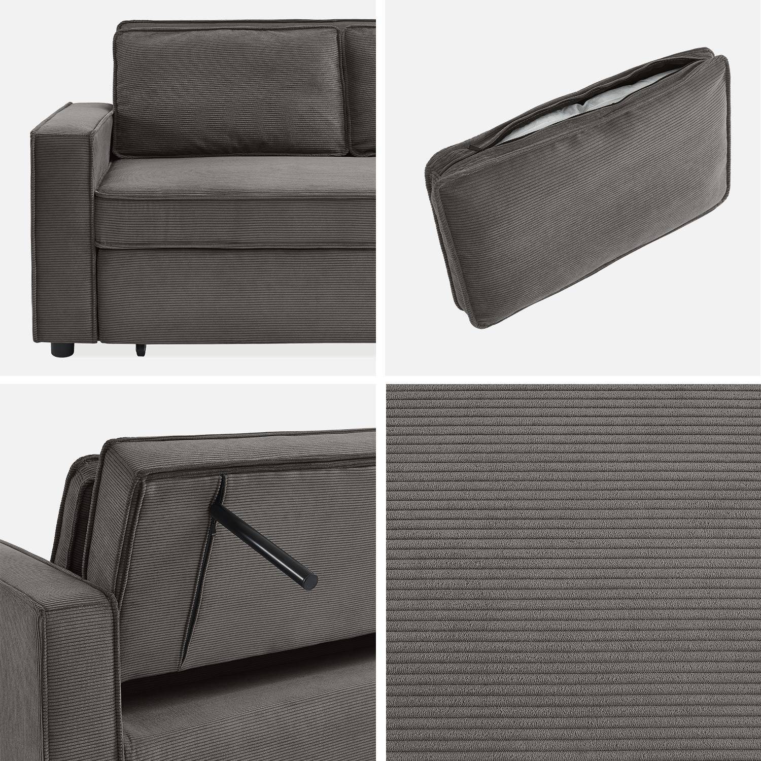 3-seater corduroy sofa bed, Chill, Grey, 172.5x91.5x88.5 cm Photo10