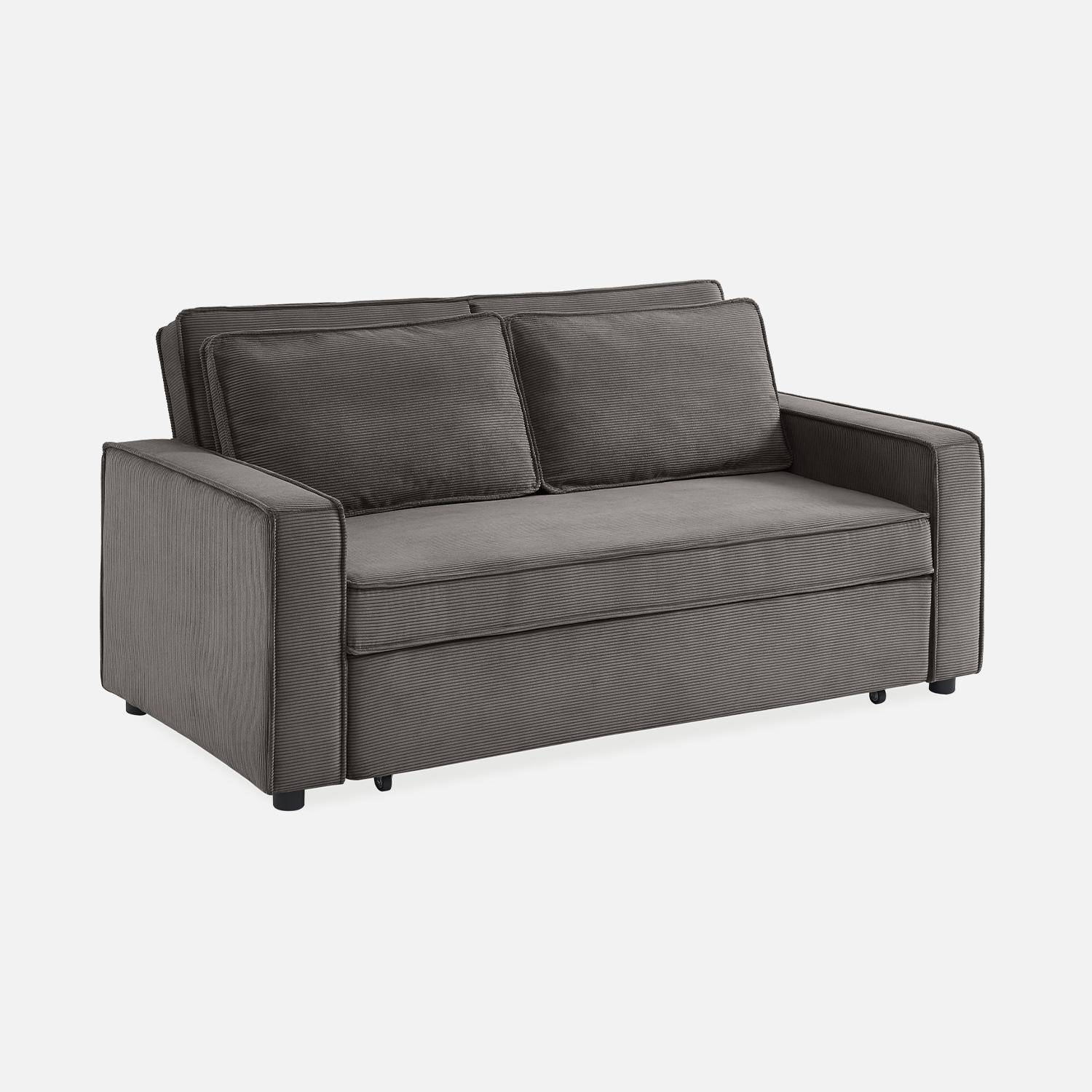 3-seater corduroy sofa bed, Chill, Grey, 172.5x91.5x88.5 cm Photo4
