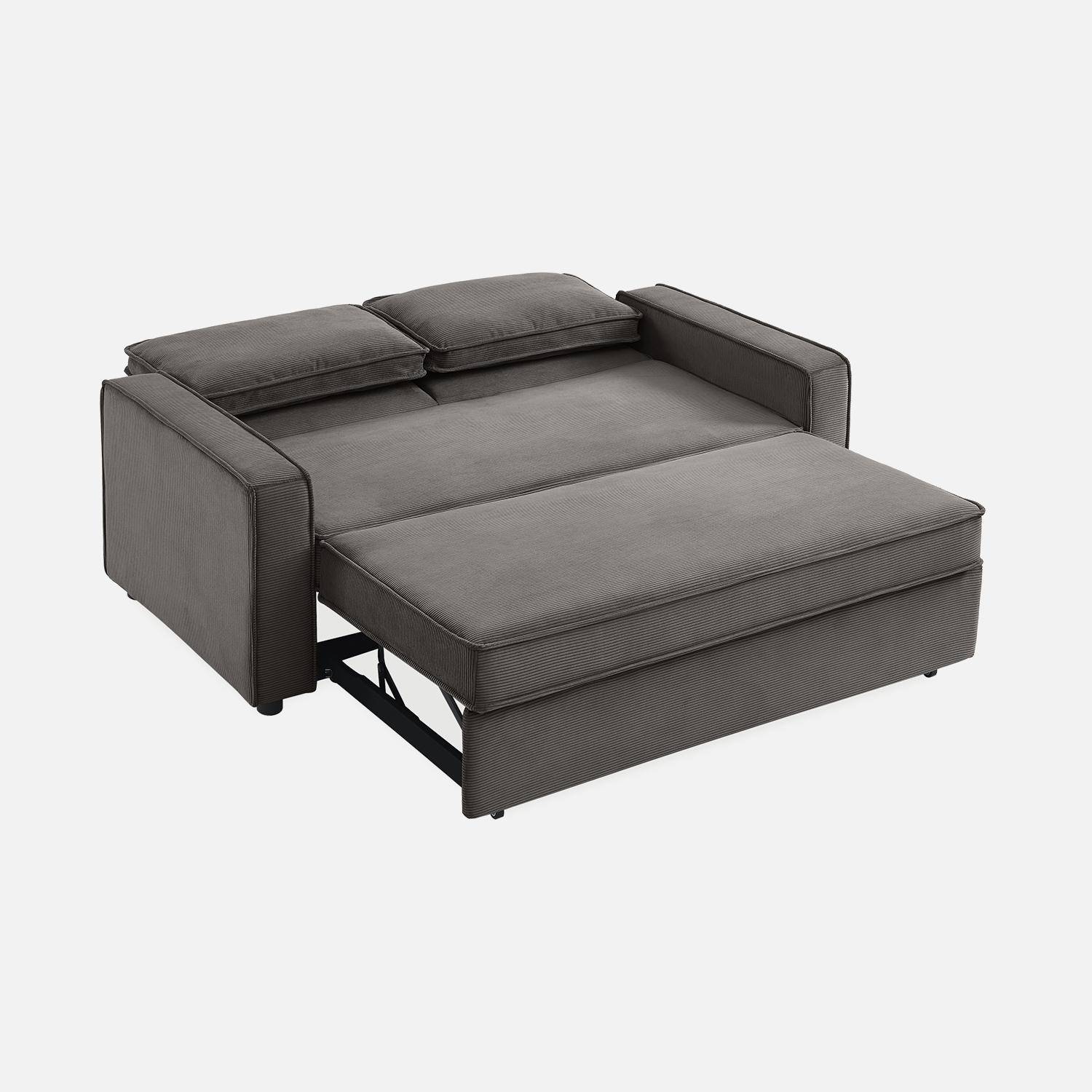 3-seater corduroy sofa bed, Chill, Grey, 172.5x91.5x88.5 cm Photo9