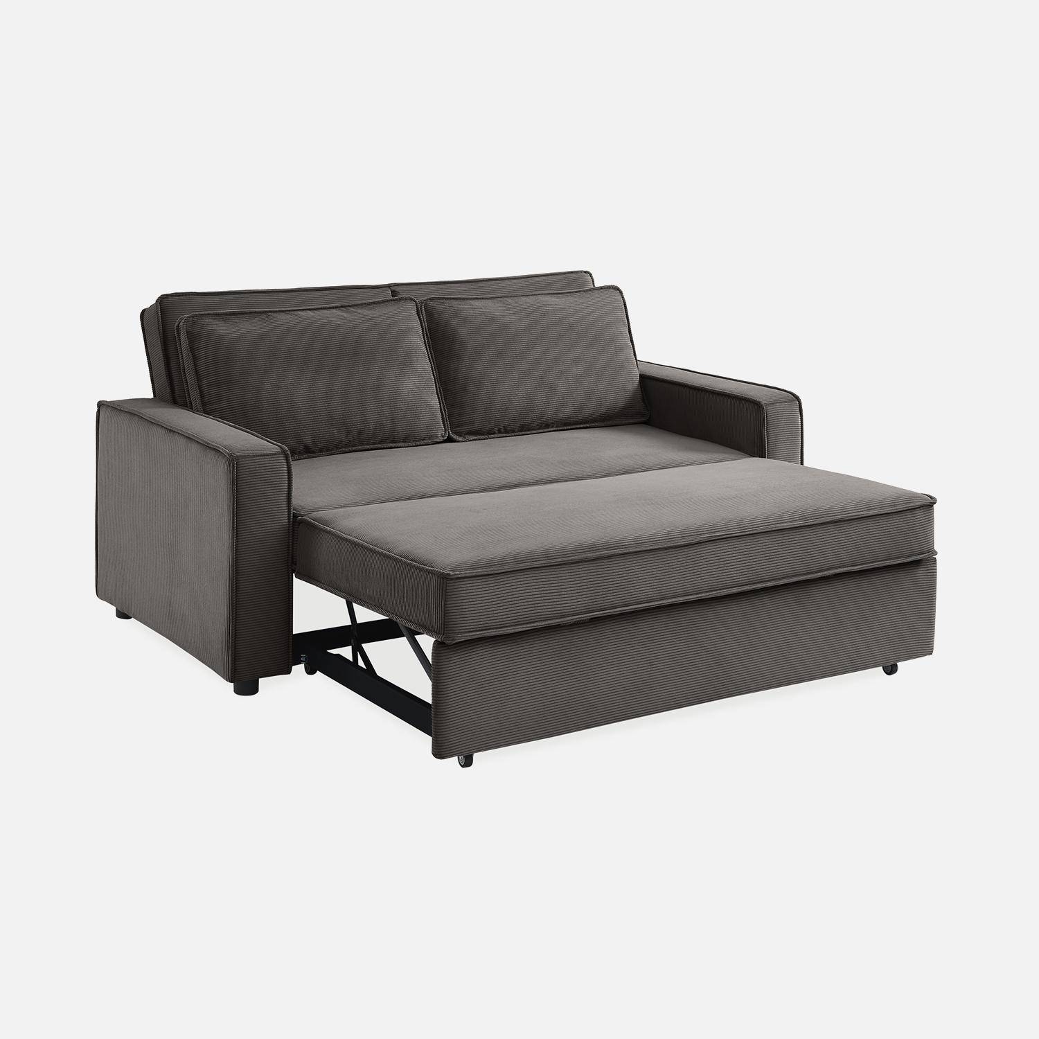 3-seater corduroy sofa bed, Chill, Grey, 172.5x91.5x88.5 cm Photo7