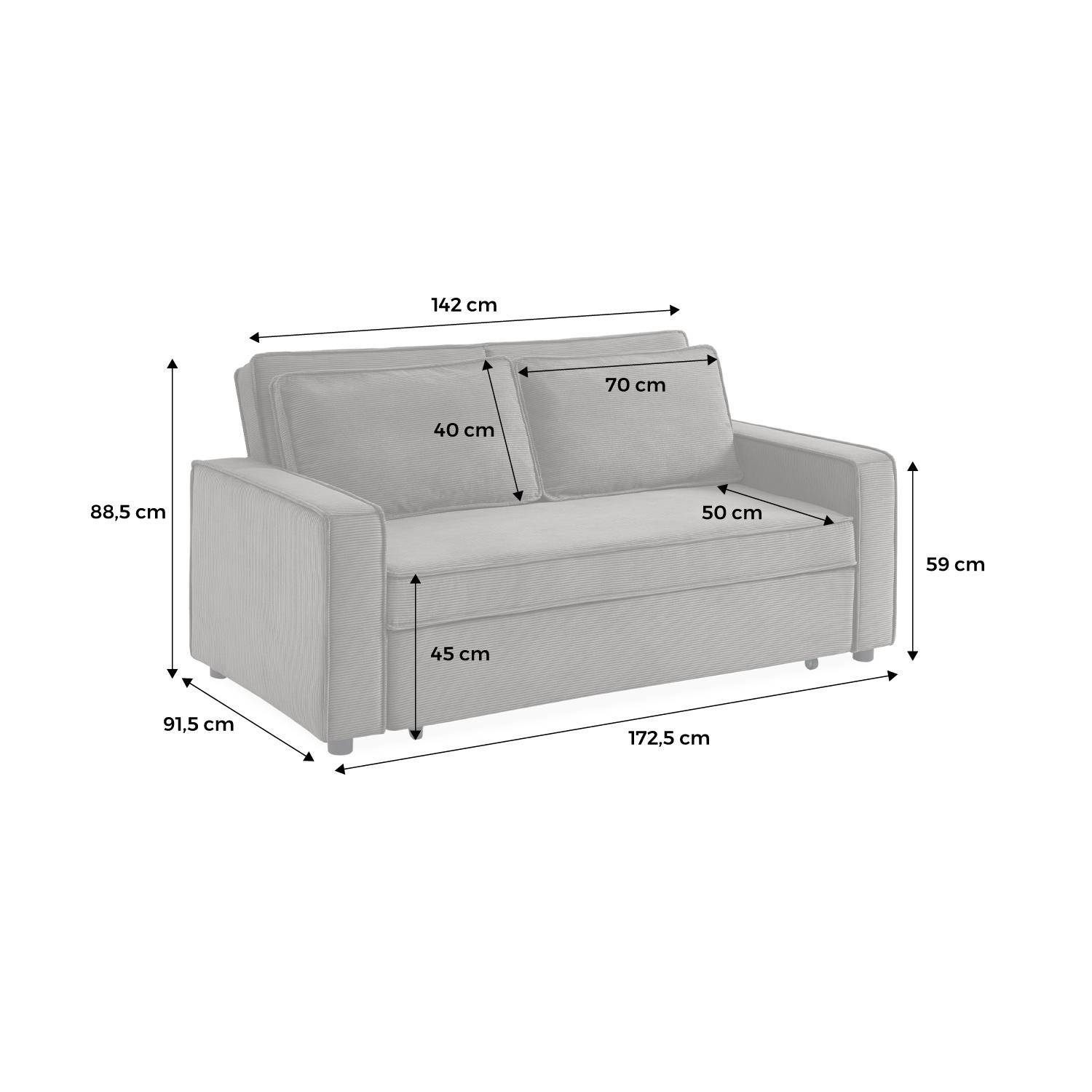 Sofa Seat Height 50cm 3-seater Corduroy Sofa Bed, Grey