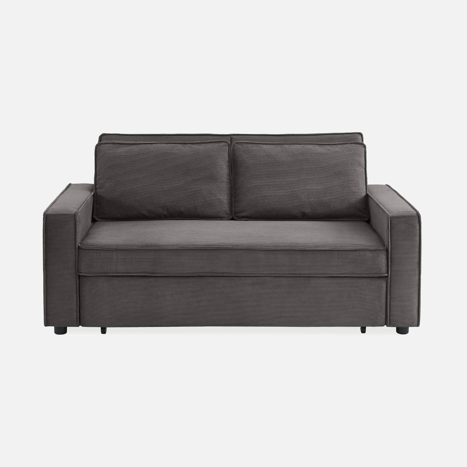 3-seater corduroy sofa bed, Chill, Grey, 172.5x91.5x88.5 cm Photo5