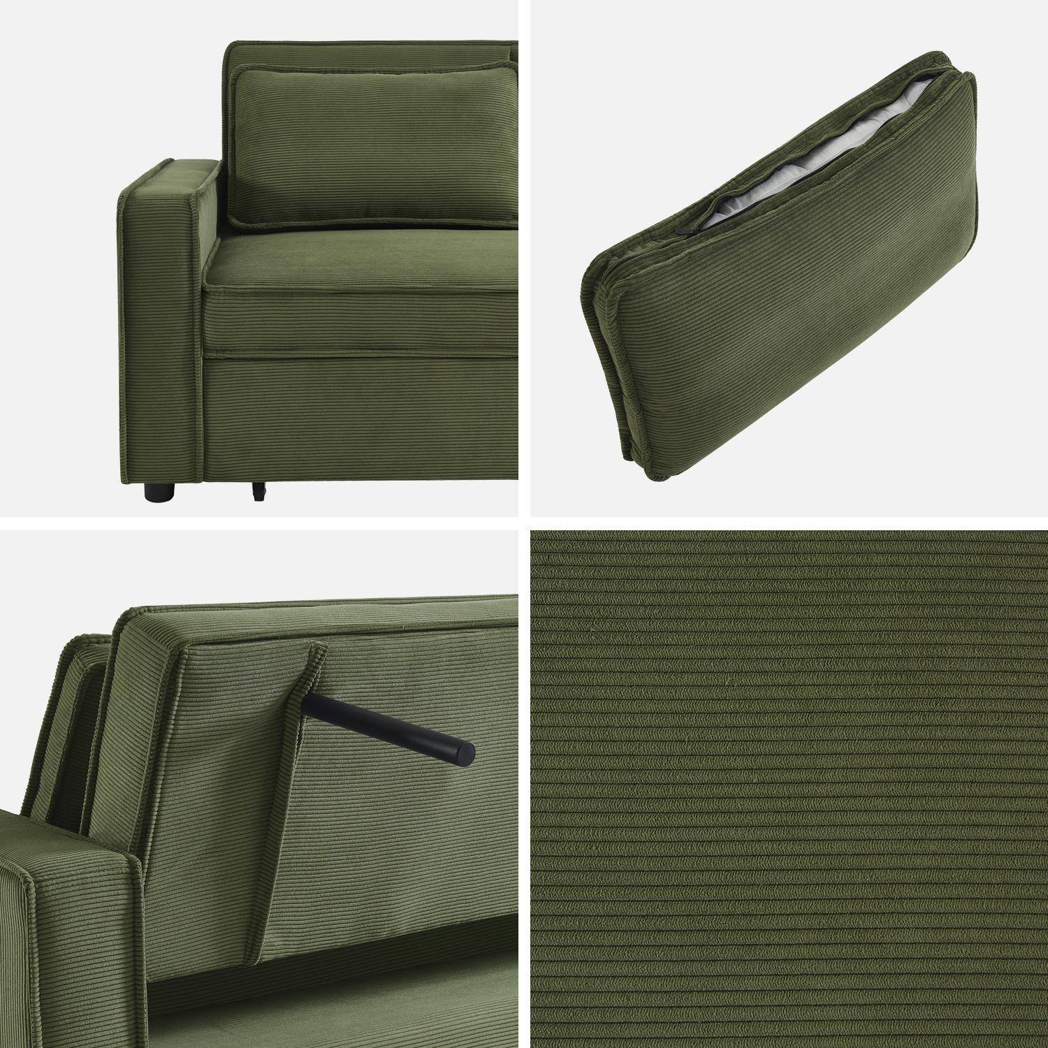 3-seater corduroy sofa bed, Chill, Khaki Green, 172.5x91.5x88.5 cm Photo8