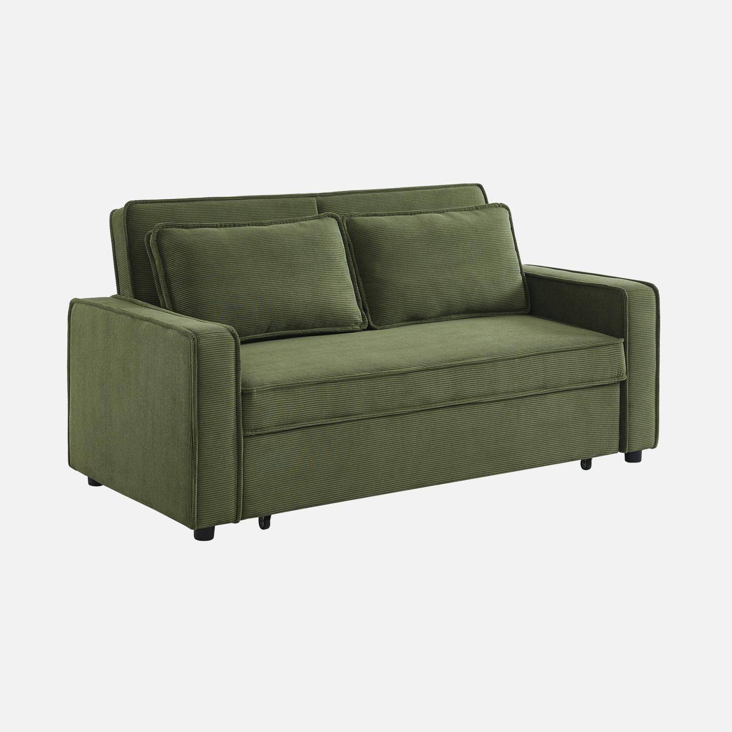 3-seater corduroy sofa bed, Chill, Khaki Green, 172.5x91.5x88.5 cm Photo5
