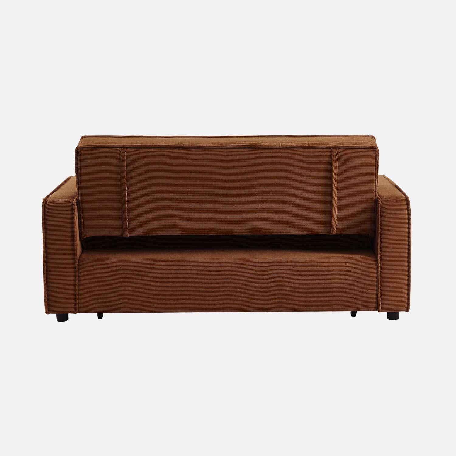 3-seater corduroy sofa bed, Chill, Brown, 172.5x91.5x88.5 cm Photo7