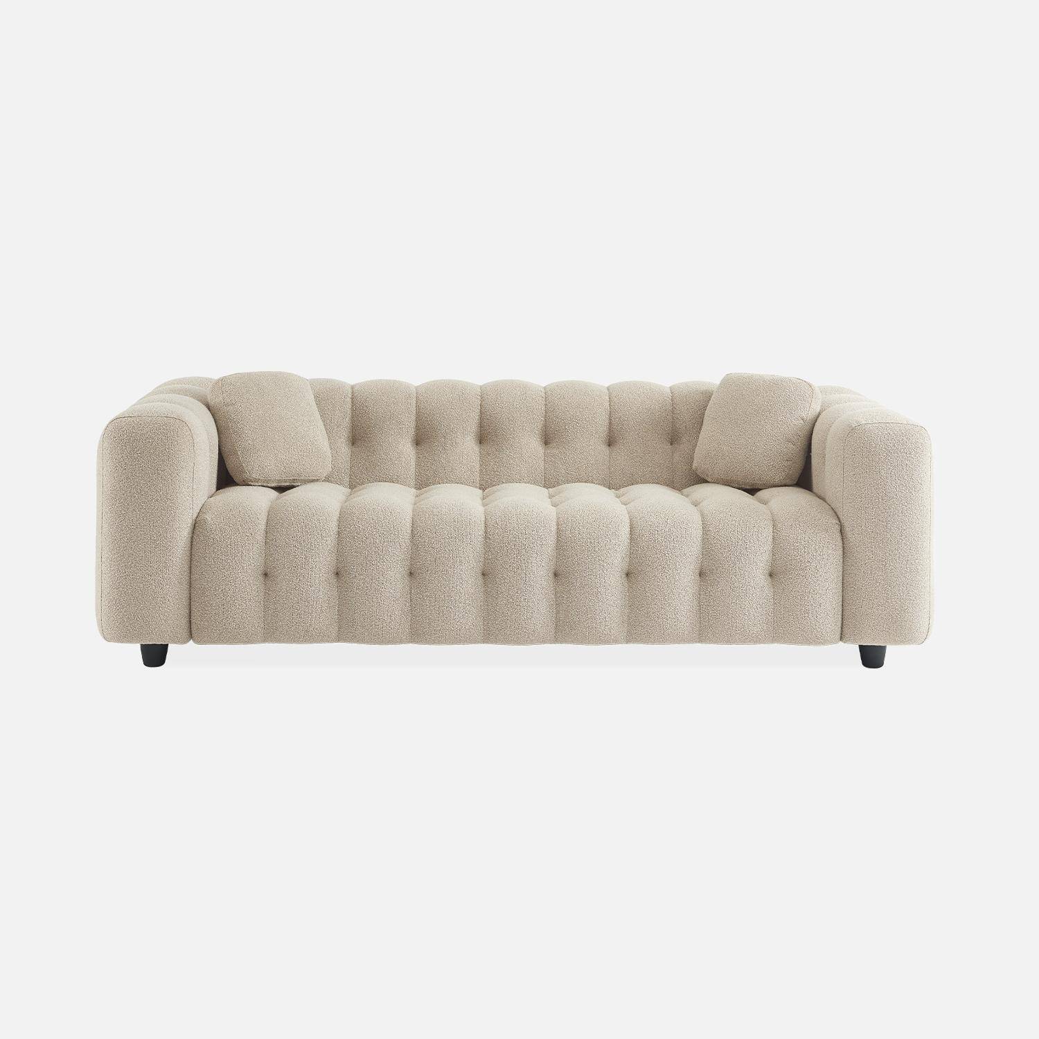 3-seater sofa, upholstered in textured boucle fabric, Leon, Beige, 99x229x71 cm Photo5