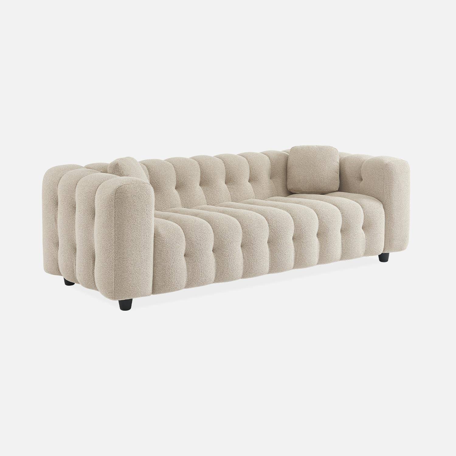 3-seater sofa, upholstered in textured boucle fabric, Leon, Beige, 99x229x71 cm Photo4