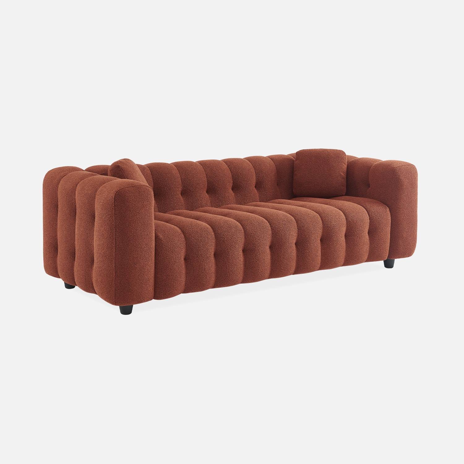 3-seater sofa, upholstered in textured boucle fabric, Terracotta