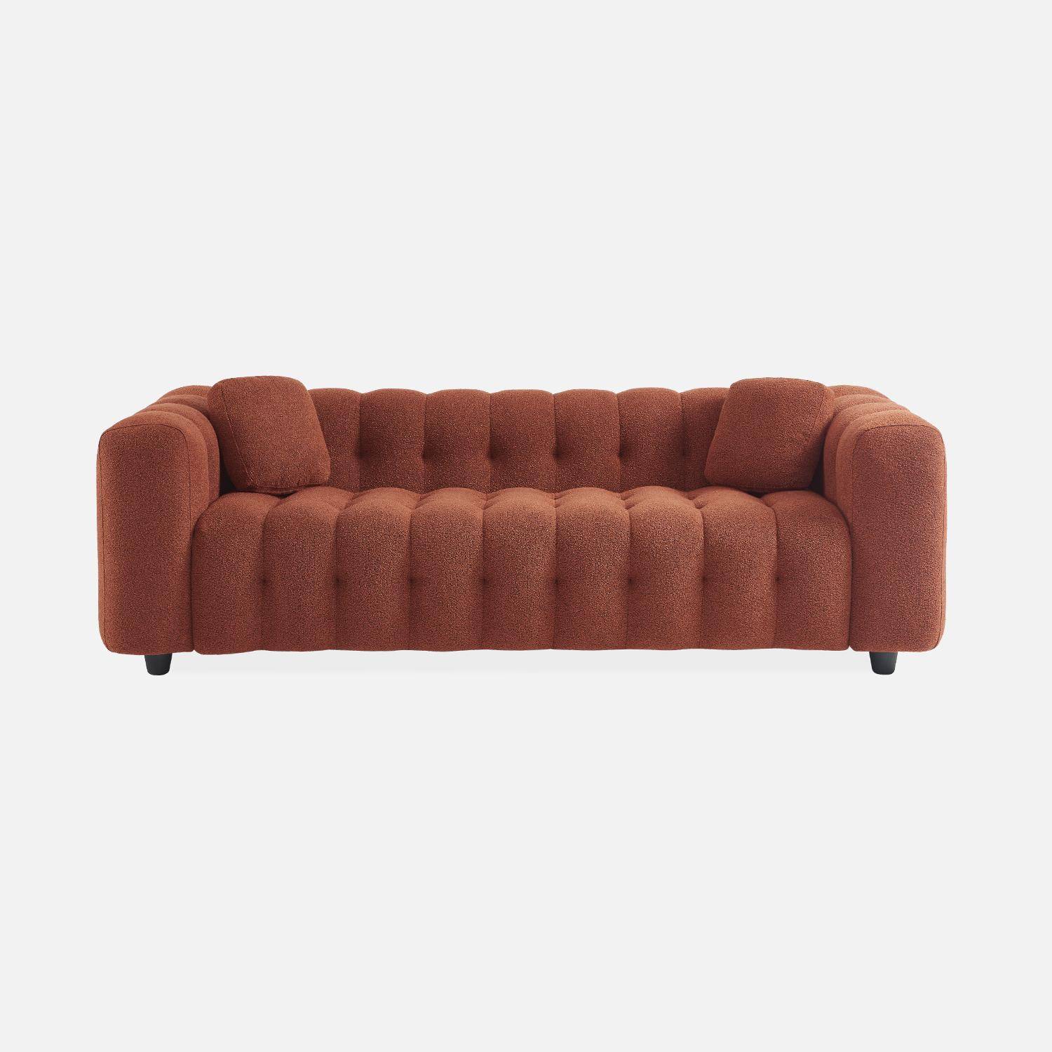 3-seater sofa, upholstered in textured boucle fabric, Leon, Terracotta, 229x99x71 cm Photo5