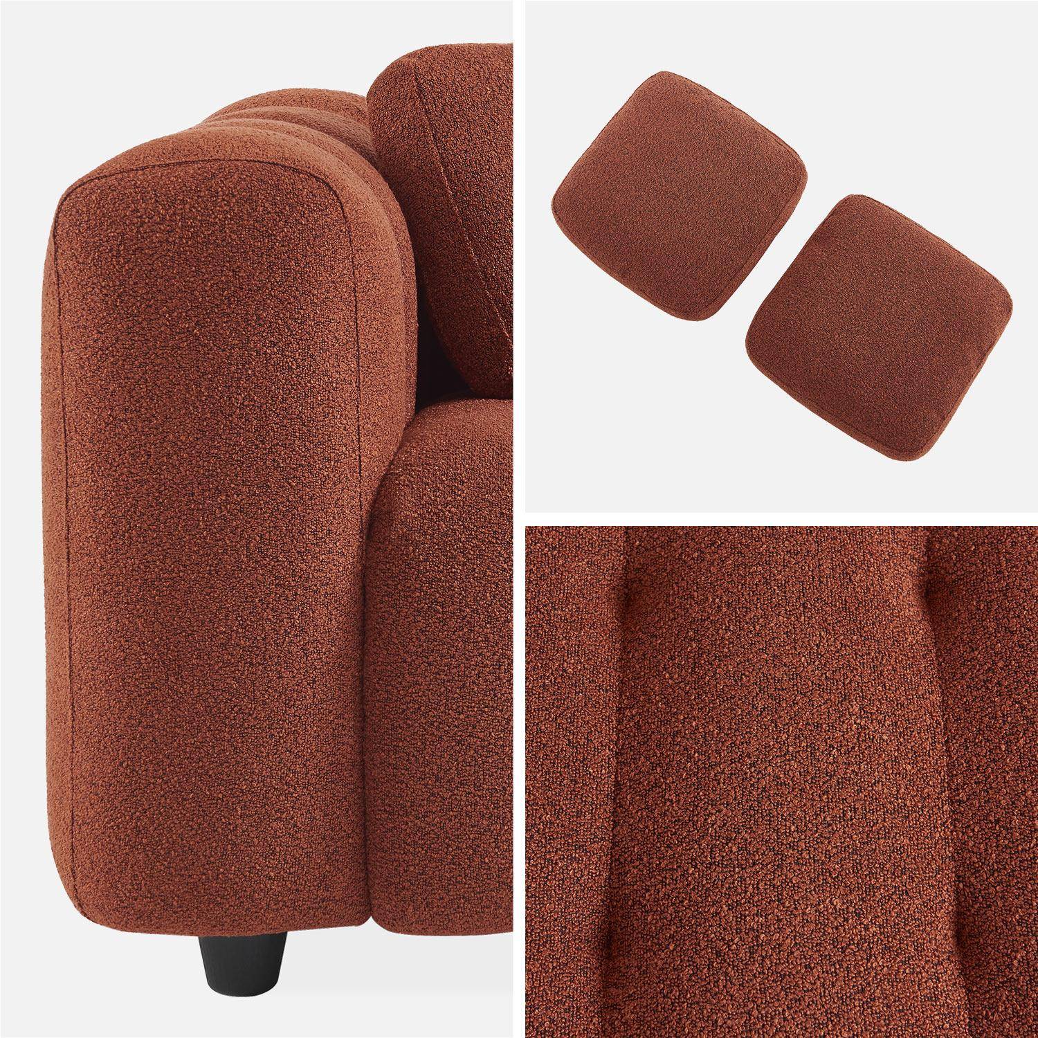 3-seater sofa, upholstered in textured boucle fabric, Leon, Terracotta, 229x99x71 cm,sweeek,Photo7
