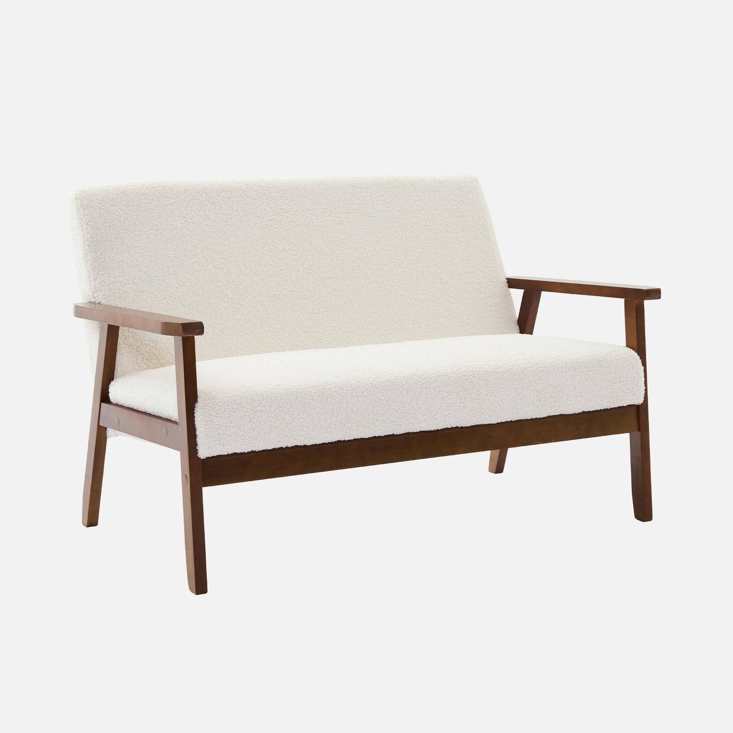 2-seater scandi-style sofa in boucle, light walnut stained legs, Isak boucle, Off-White Boucle, 114x69.5x73 cm Photo1
