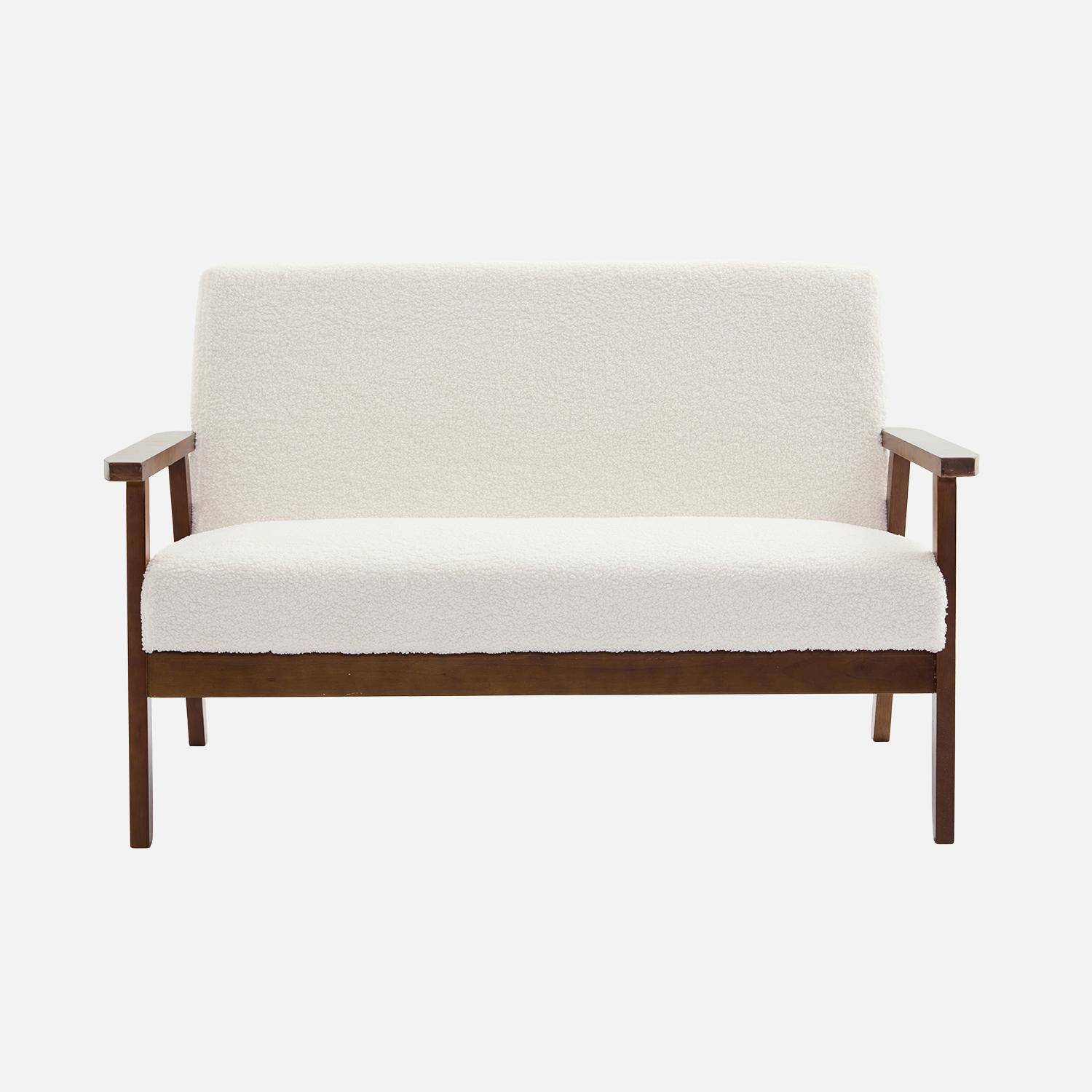 2-seater scandi-style sofa in boucle, light walnut stained legs, Isak boucle, Off-White Boucle, 114x69.5x73 cm Photo2