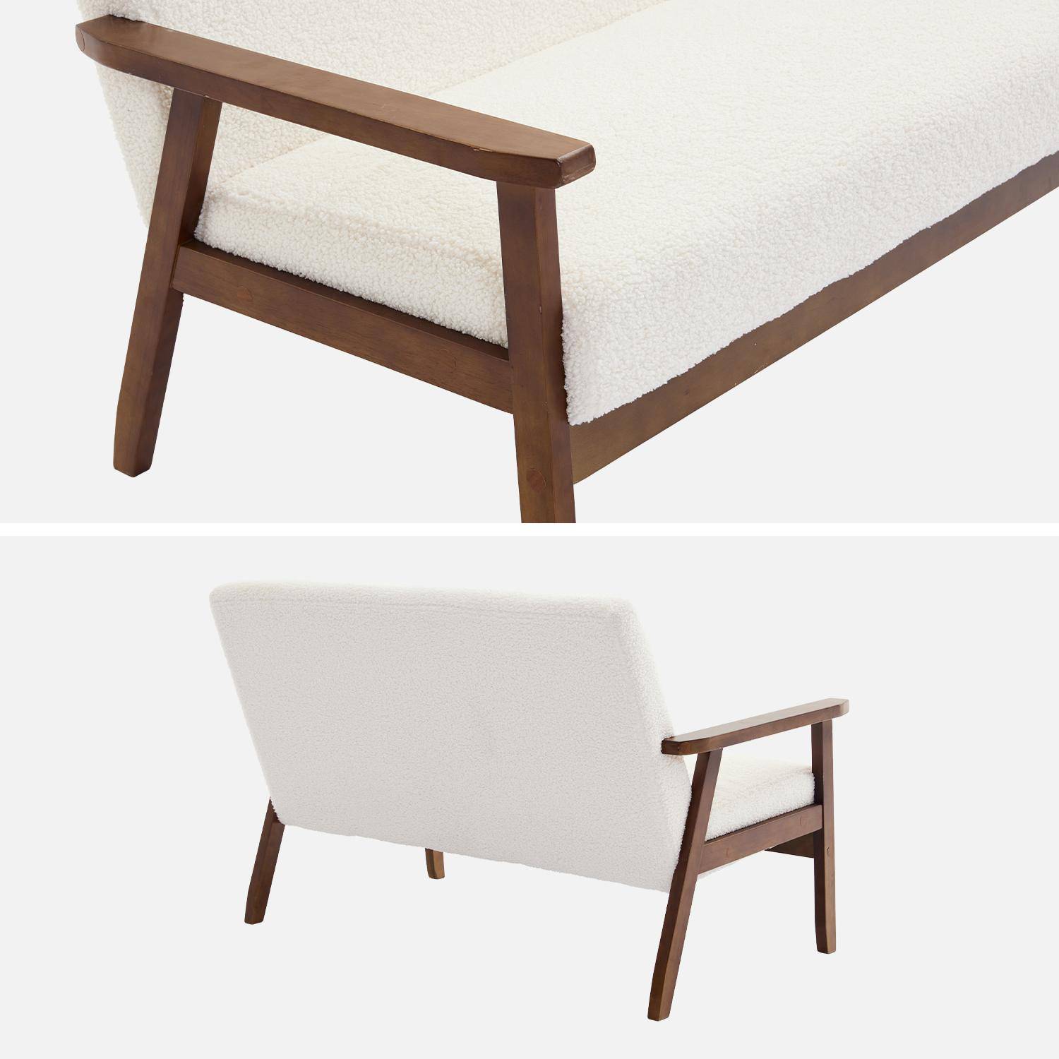 2-seater scandi-style sofa in boucle, light walnut stained legs, Isak boucle, Off-White Boucle, 114x69.5x73 cm Photo3