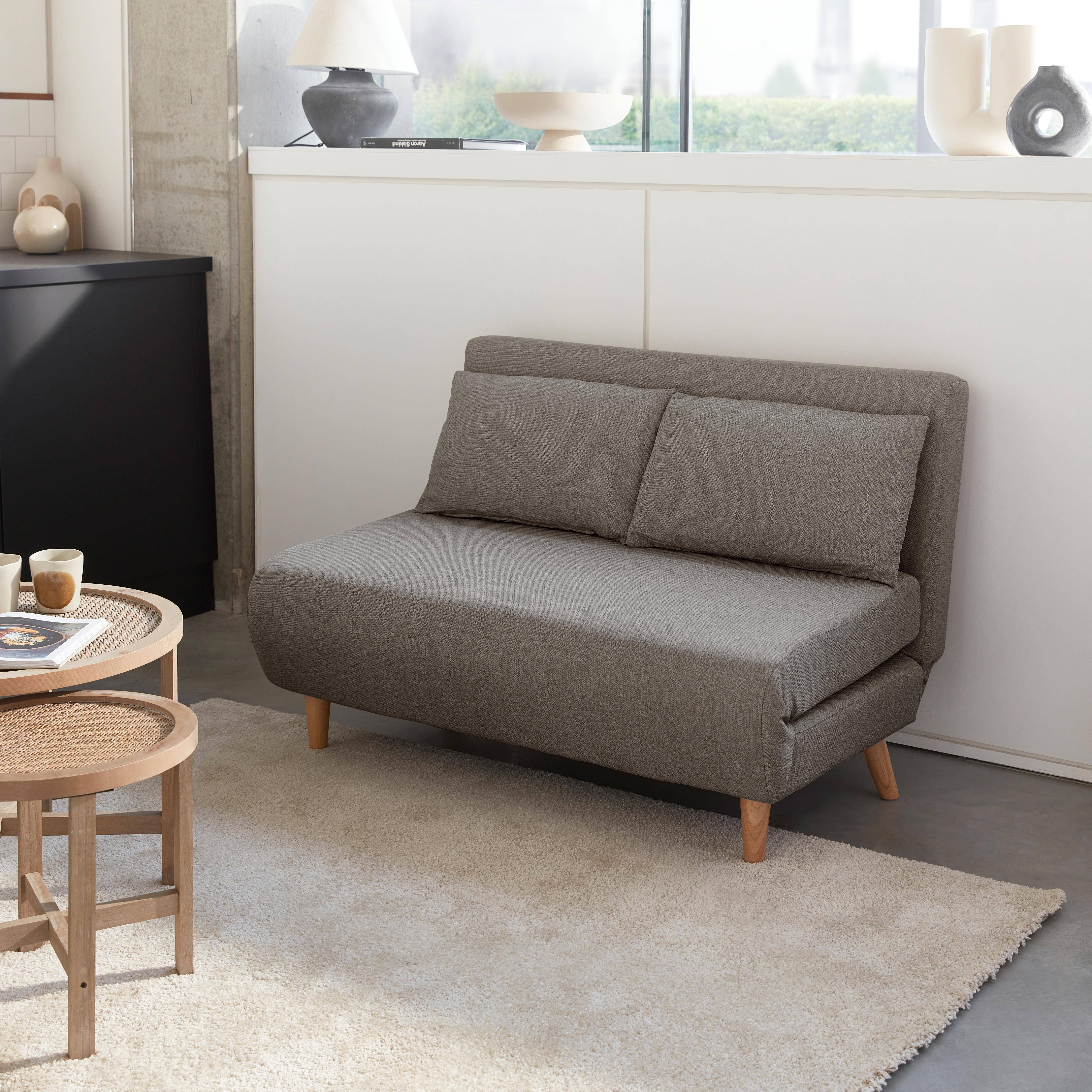 2-seater scandi-style folding sofa bed, Guesta, Light Grey, 120x89x80 cm Photo1