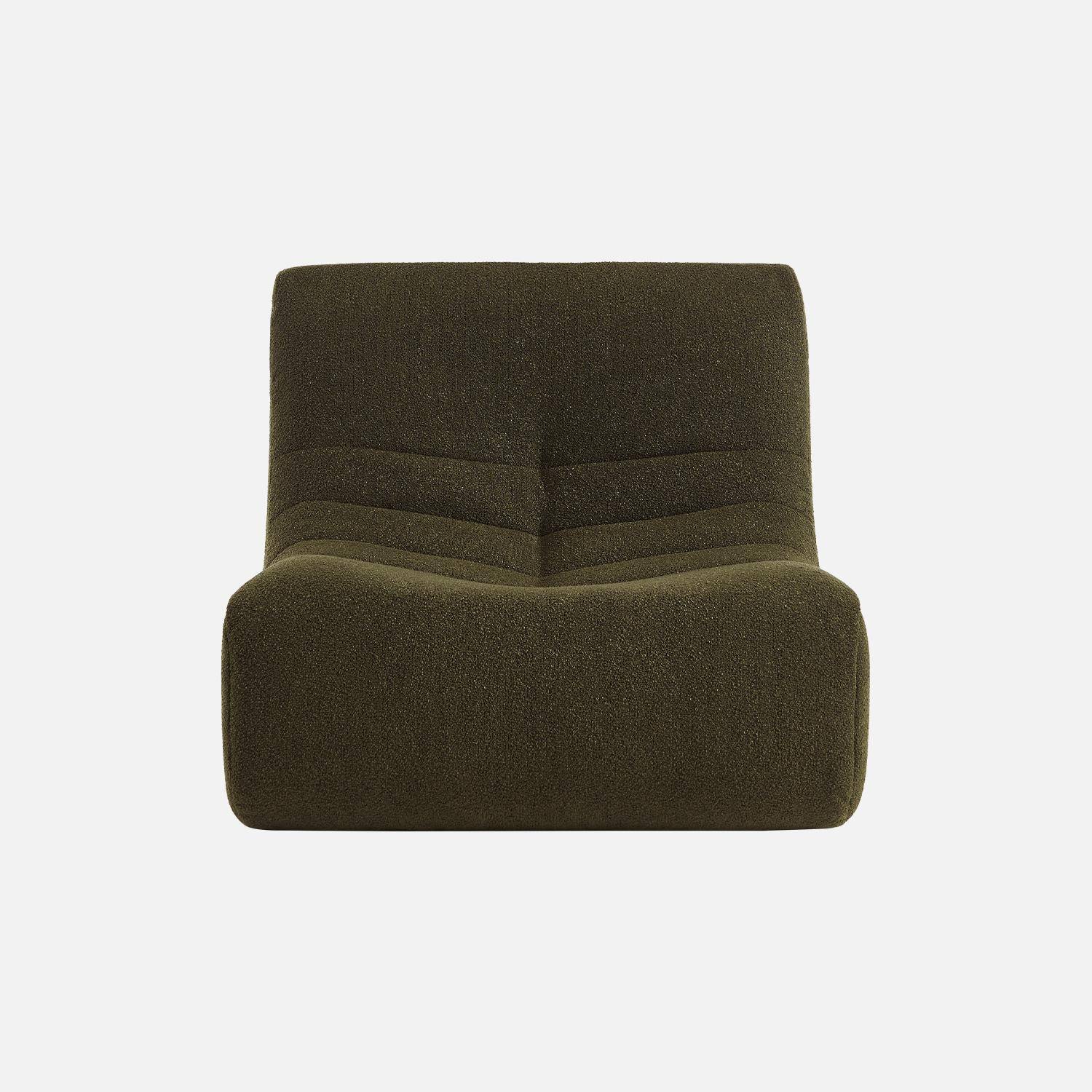 Modular scandinavian armchair in textured boucle fabric , Sokol, Khaki, 105x91x72 cm Photo4