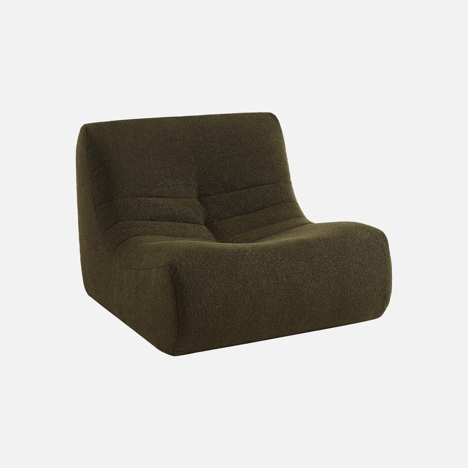 Modular scandinavian armchair in textured boucle fabric , Sokol, Khaki, 105x91x72 cm Photo3