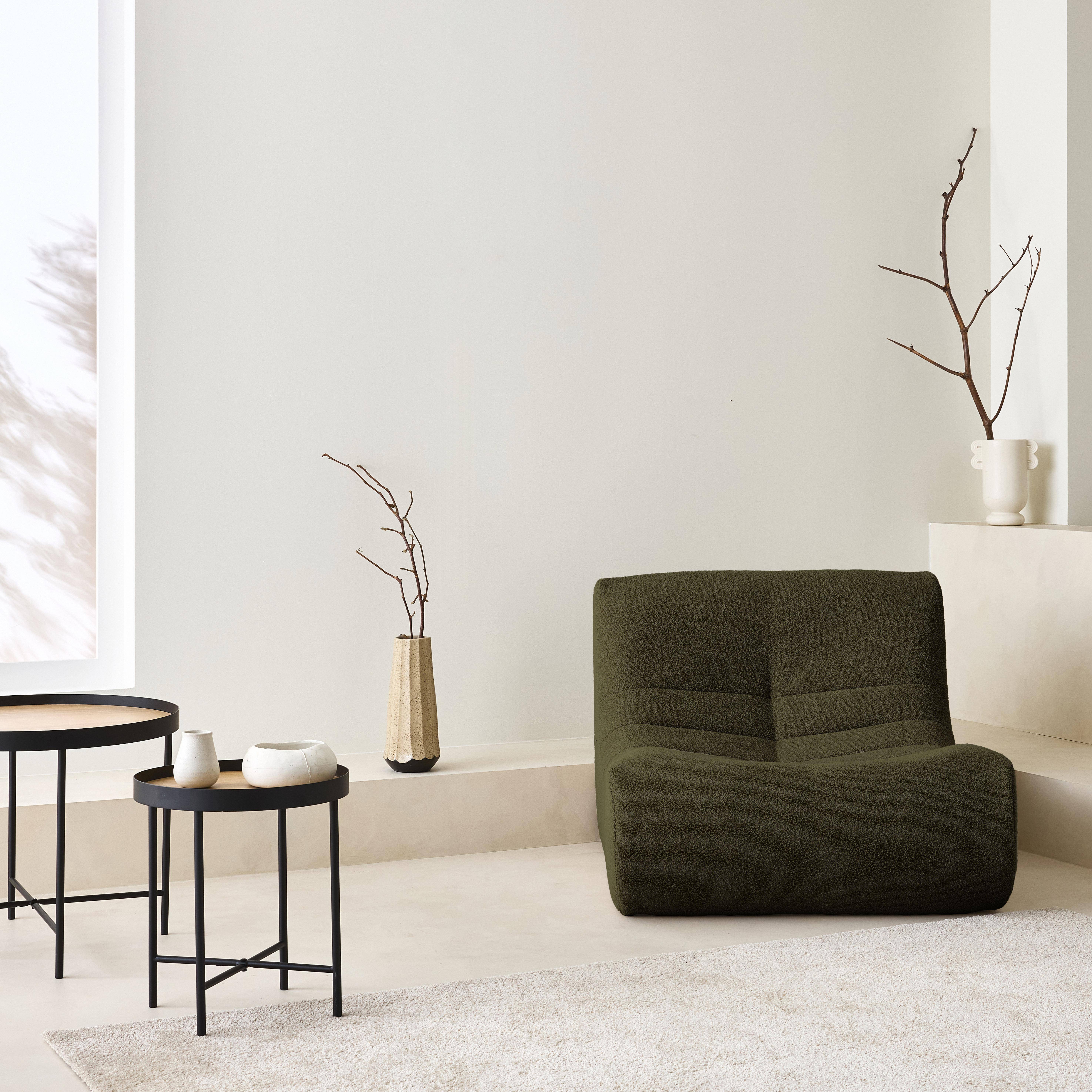 Modular scandinavian armchair in textured boucle fabric , Sokol, Khaki, 105x91x72 cm Photo1