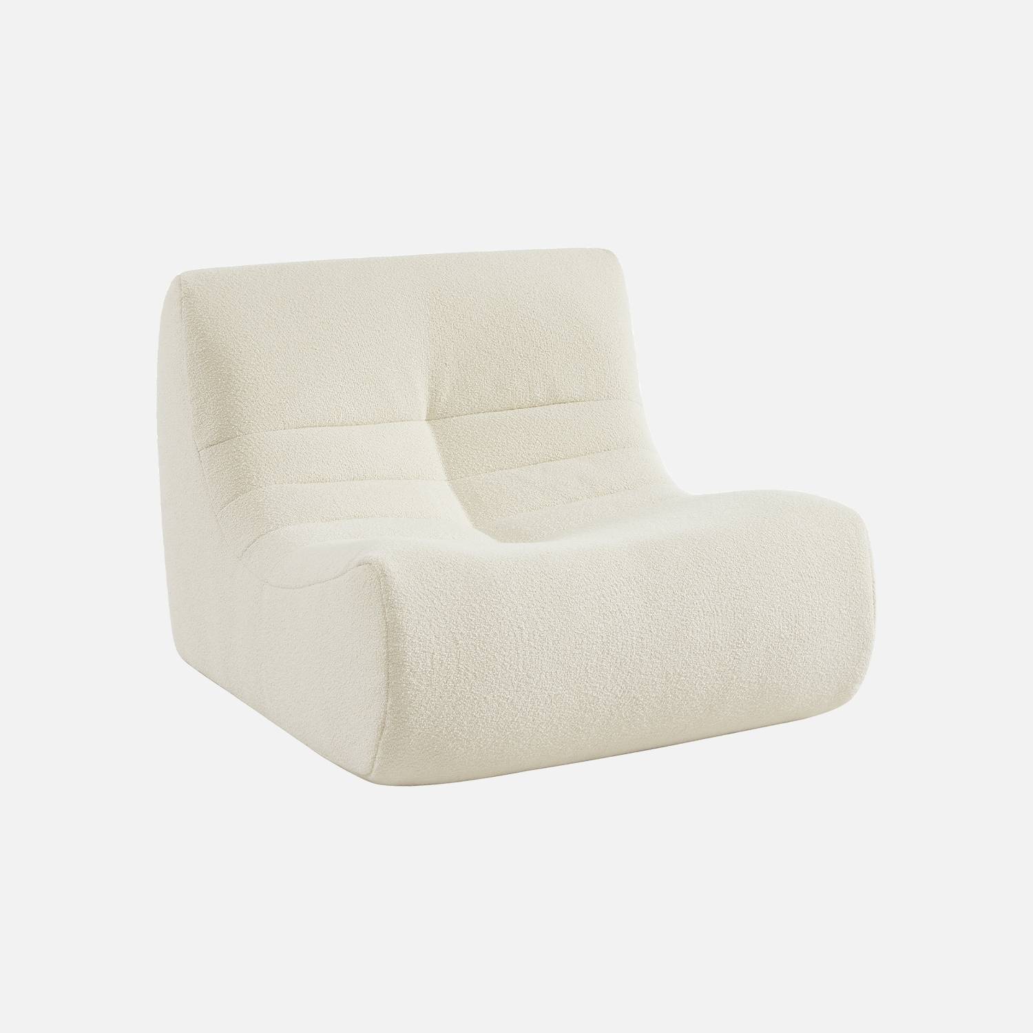 Armchair with boucle fabric, White