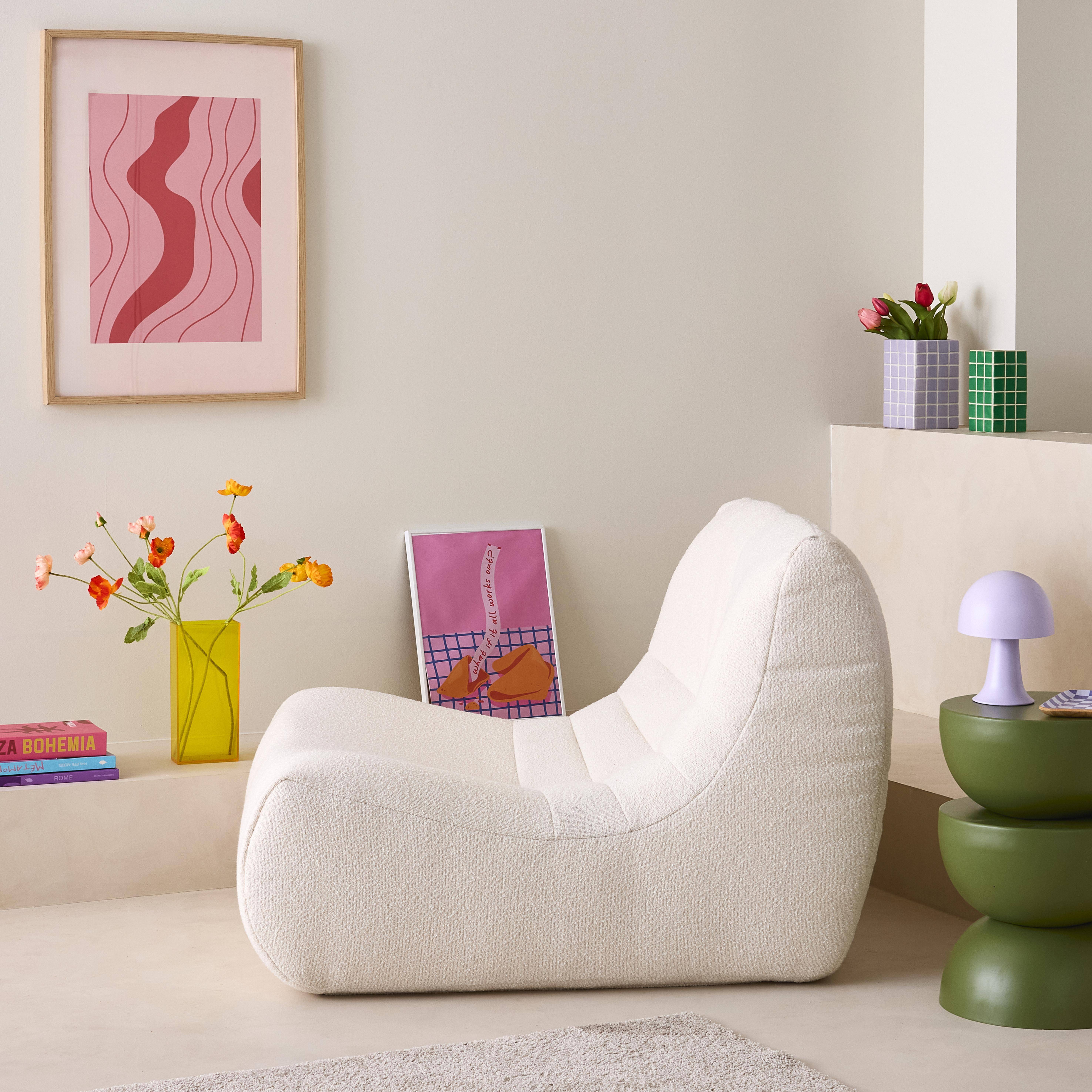 Modular scandinavian armchair in textured boucle fabric , Sokol, White, 105x91x72 cm Photo1