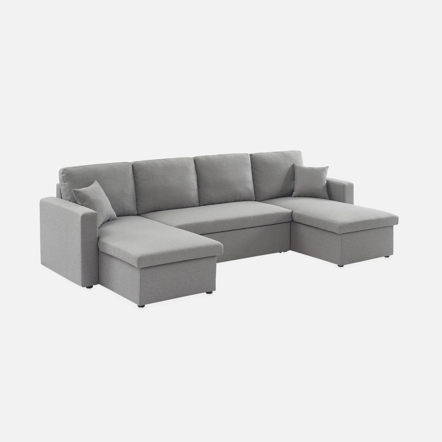 4-seater panoramic sofa bed in fabric, Dark Heather Grey