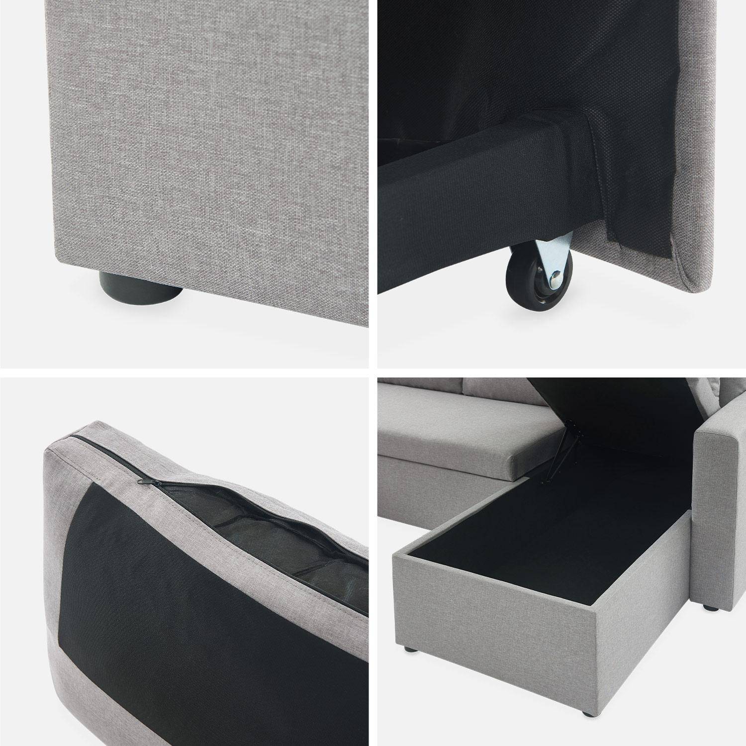 4-seater panoramic sofa bed in fabric, Urban, Dark Heather Grey, 281x142x86 cm Photo7