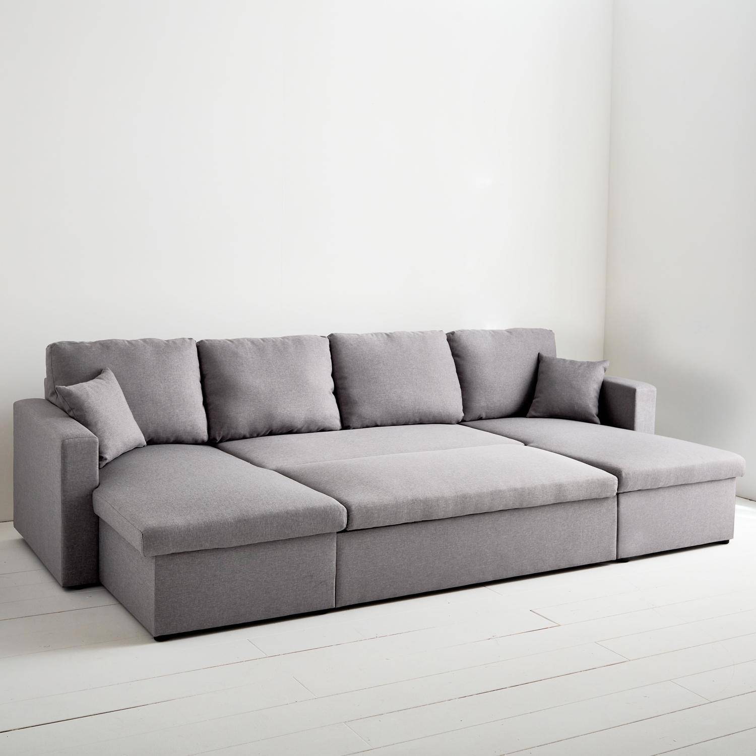 4-seater u shaped sofa bed in fabric Dark Heather Grey 288x146x86 cm - Urban Photo3