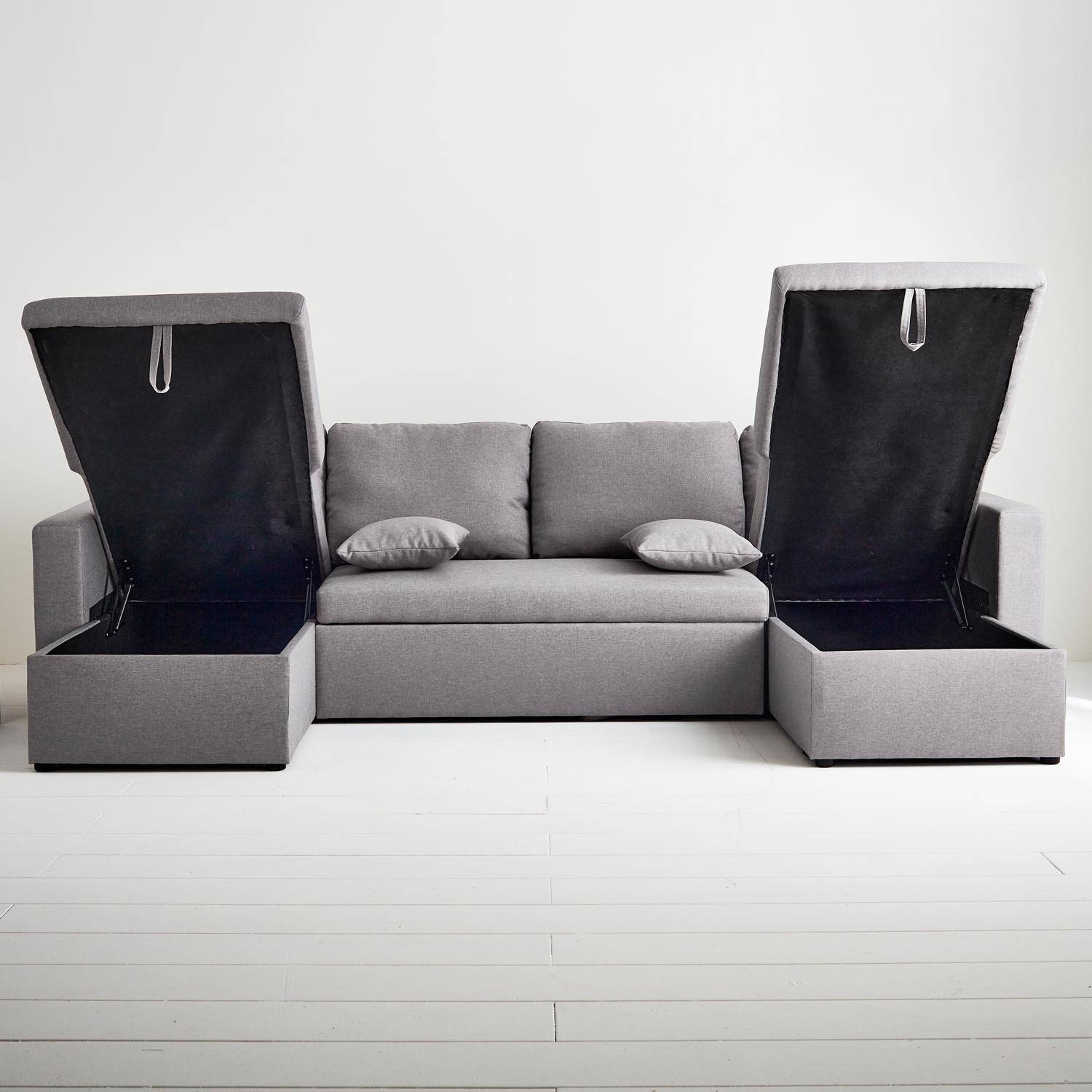 4-seater panoramic sofa bed in fabric, Urban, Dark Heather Grey, 281x142x86 cm Photo2