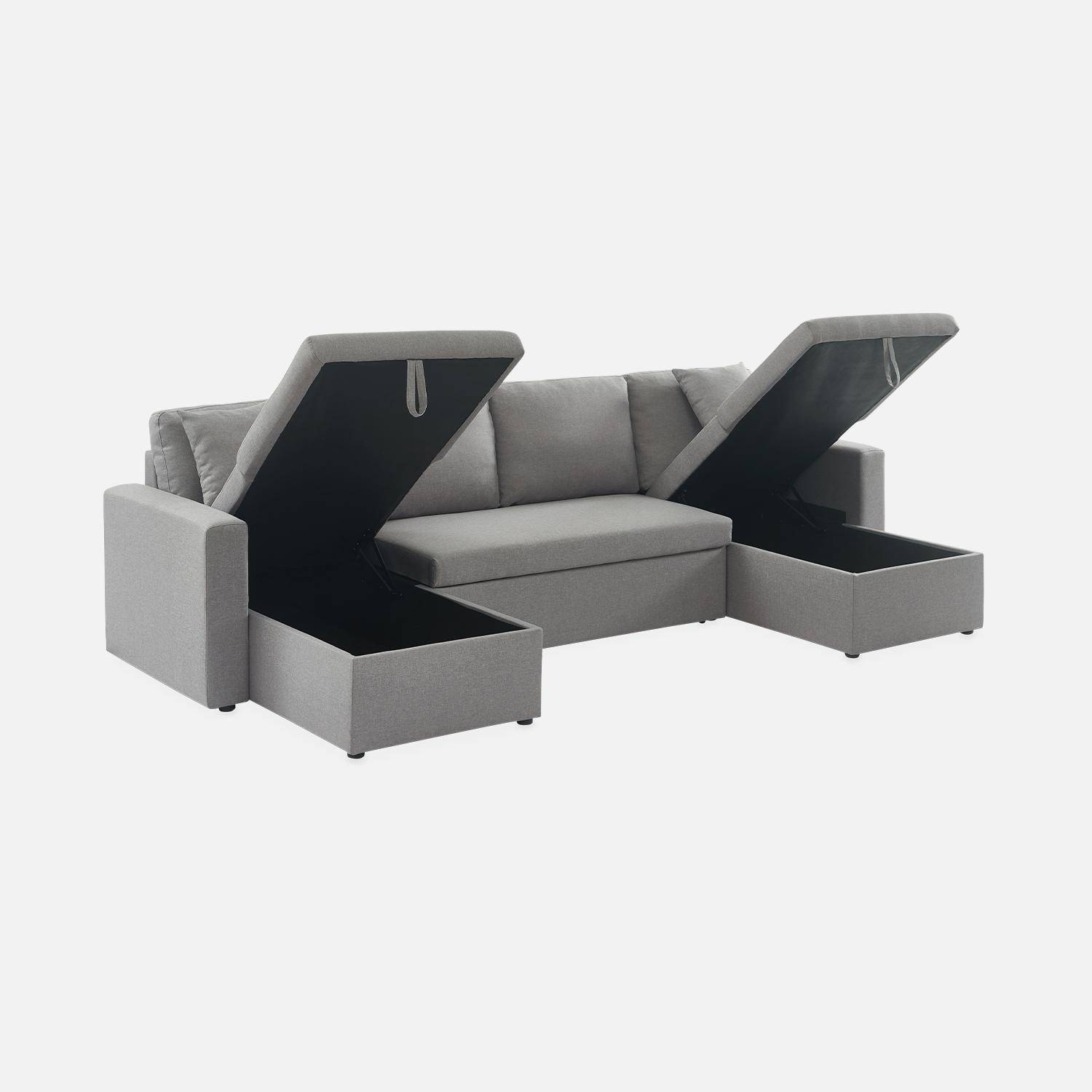 4-seater panoramic sofa bed in fabric, Urban, Dark Heather Grey, 281x142x86 cm Photo5