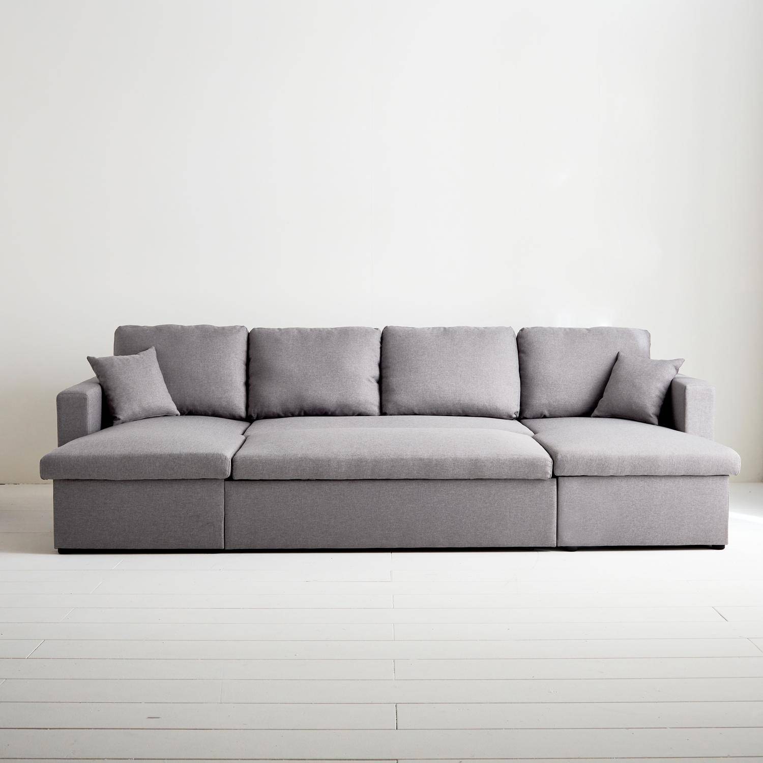 4-seater u shaped sofa bed in fabric Dark Heather Grey 288x146x86 cm - Urban Photo2