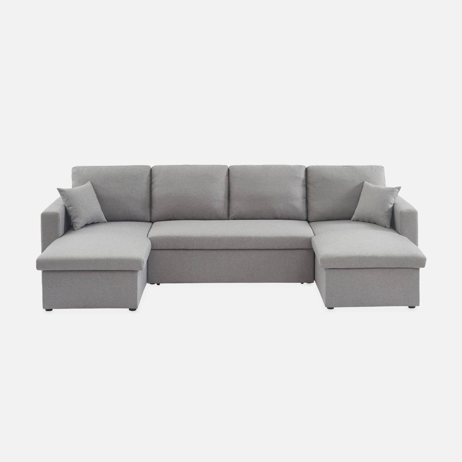 4-seater panoramic sofa bed in fabric, Urban, Dark Heather Grey, 281x142x86 cm Photo3
