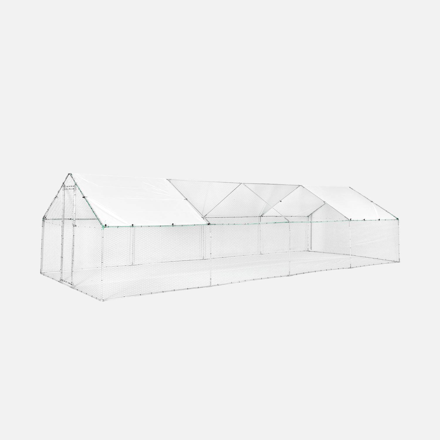 Enclos pour poulailler et volière acier galvanisé gris et vert, plusieurs dimensions - Babette,sweeek,Photo1