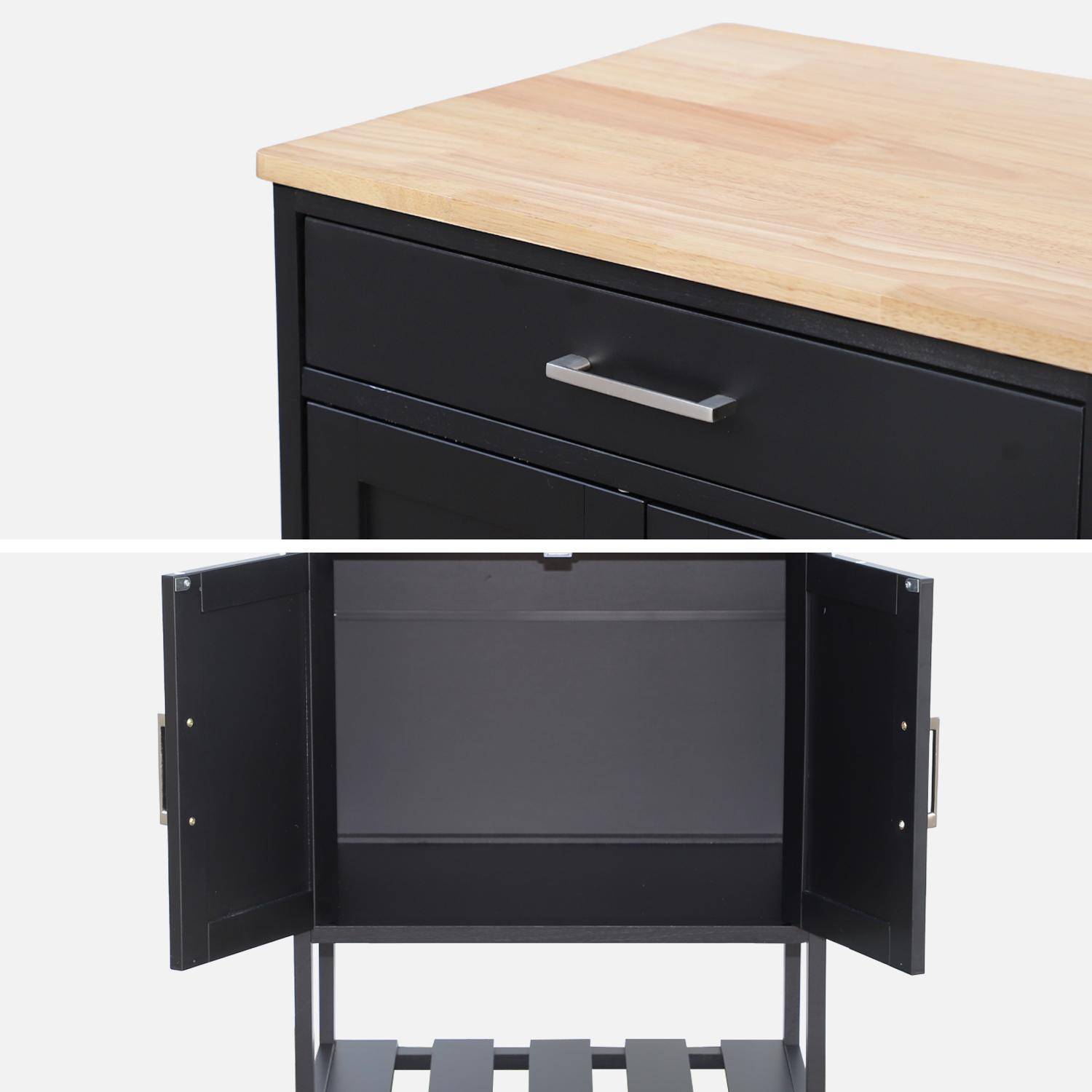 Wooden rubber kitchen serving tray, Bendor, Black, 56x46x90 cm,sweeek,Photo7