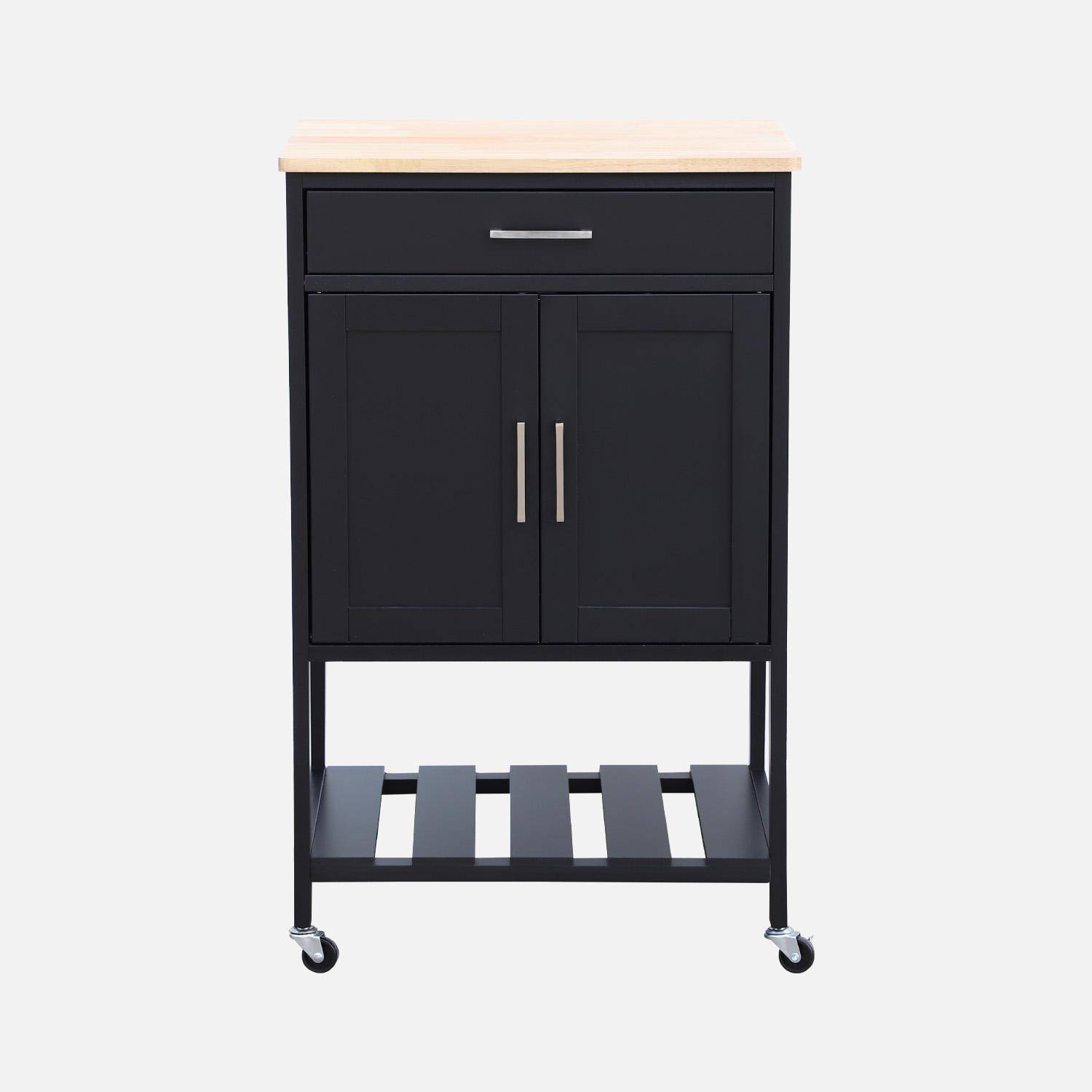 Wooden rubber kitchen serving tray, Bendor, Black, 56x46x90 cm,sweeek,Photo5