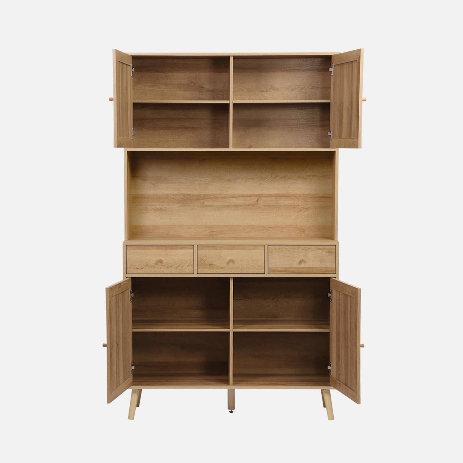BOHEME buffet wood and caning 4 doors 3 drawers 110 cm, Natural, pine wood legs paper covering Photo7