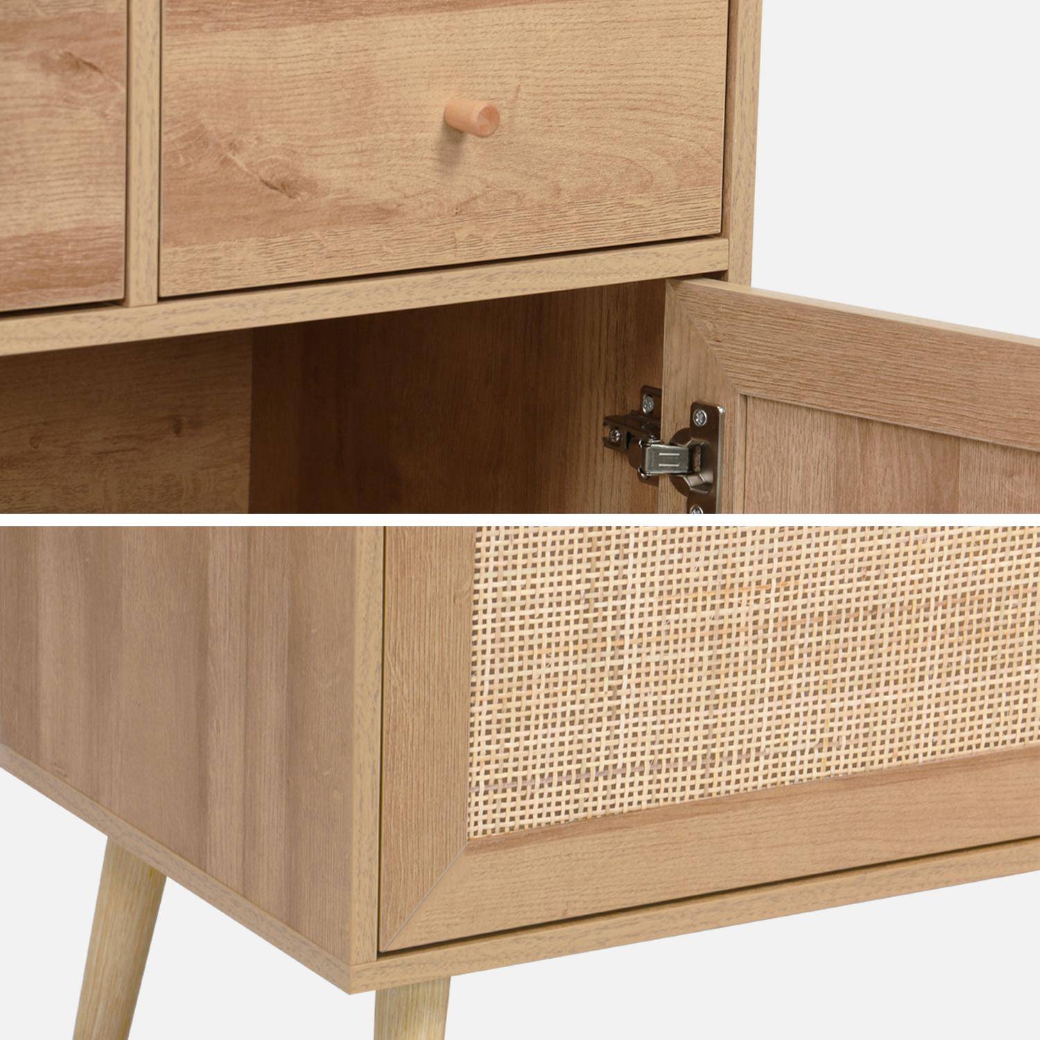 BOHEME buffet wood and caning 4 doors 3 drawers 110 cm, Natural, pine wood legs paper covering Photo8