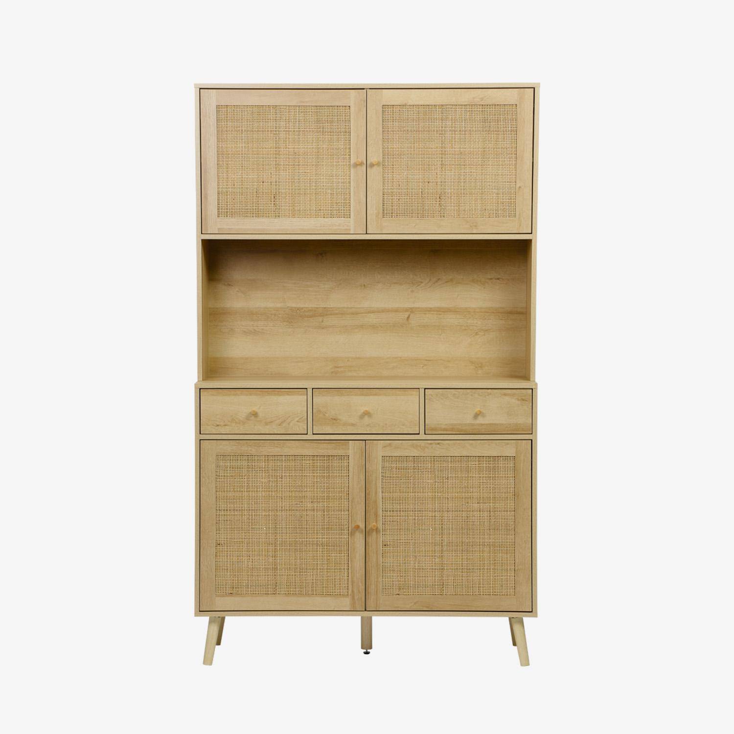 Aparador efeito madeira decorada com 4 portas,  110cm, Boheme, Natural, 110x40x185 cm,sweeek,Photo2