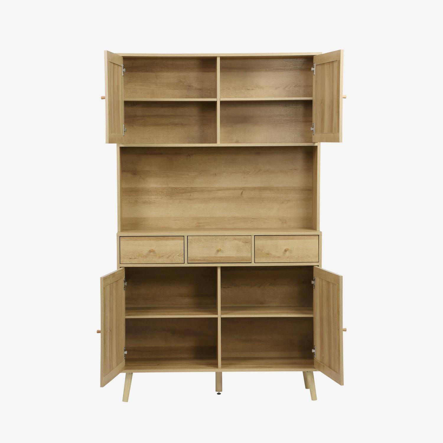 Aparador efeito madeira decorada com 4 portas,  110cm, Boheme, Natural, 110x40x185 cm,sweeek,Photo3