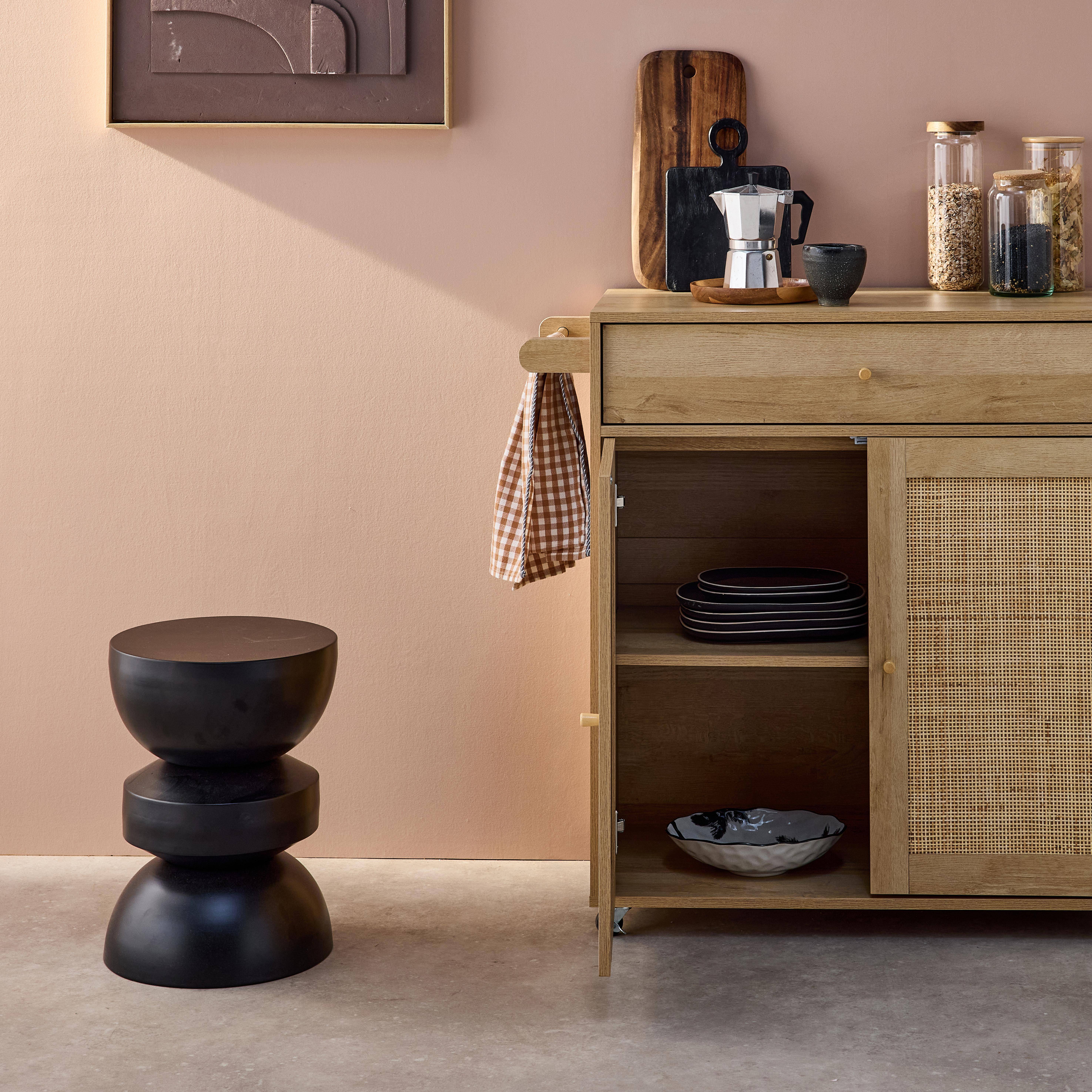 Mobile da cucina decorato in legno con 1 maniglia, 1 cassetto e 2 porte, Boheme, Marrone naturale, 90.5x50x90 cm,sweeek,Photo2