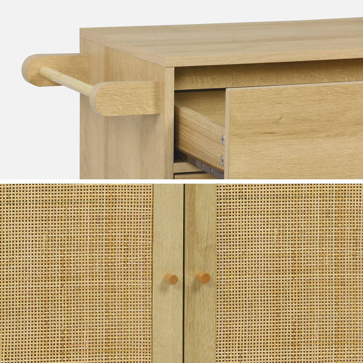 Mobile da cucina decorato in legno con 1 maniglia, 1 cassetto e 2 porte, Boheme, Marrone naturale, 90.5x50x90 cm,sweeek,Photo5