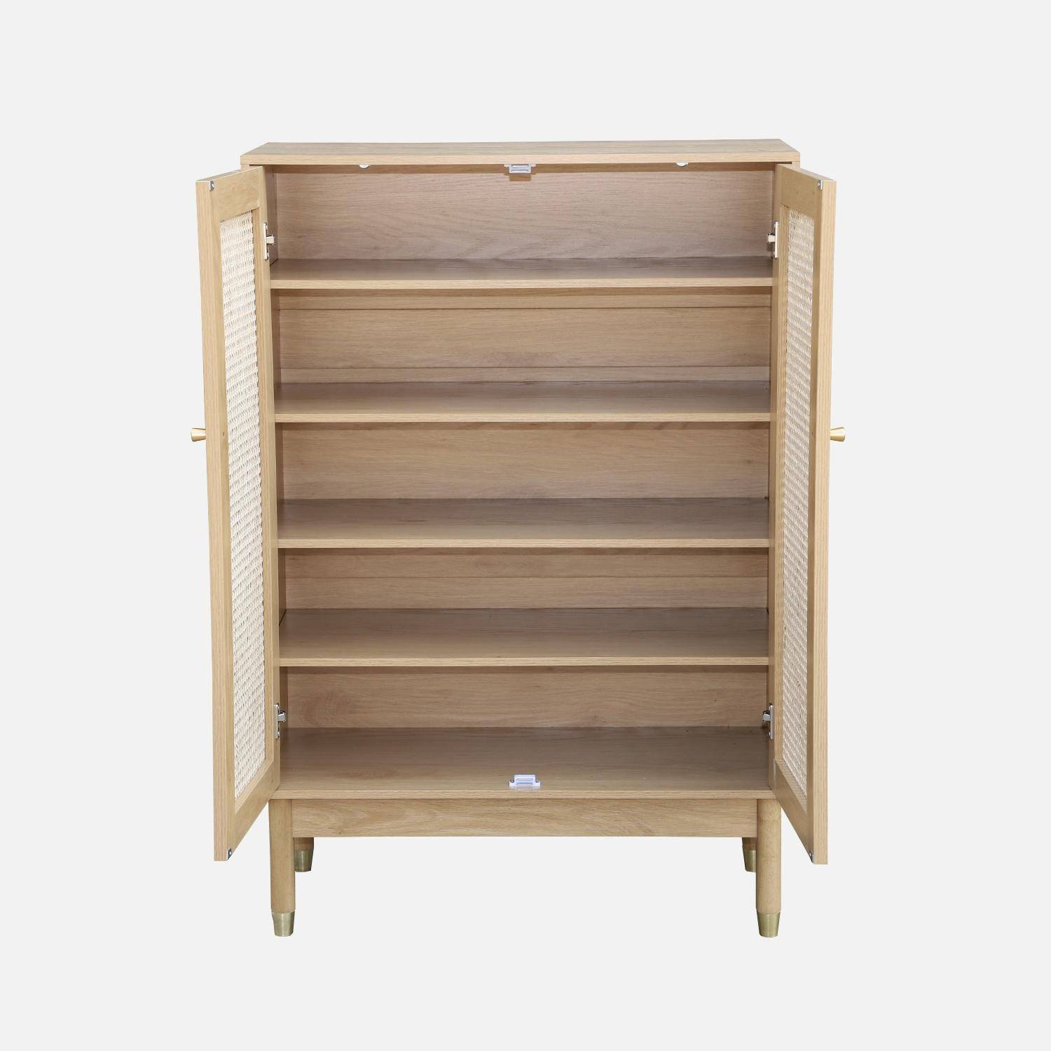 Mobile per scarpe 2 ante in canna, Judith, Marrone naturale, 78x37x114 cm,sweeek,Photo5