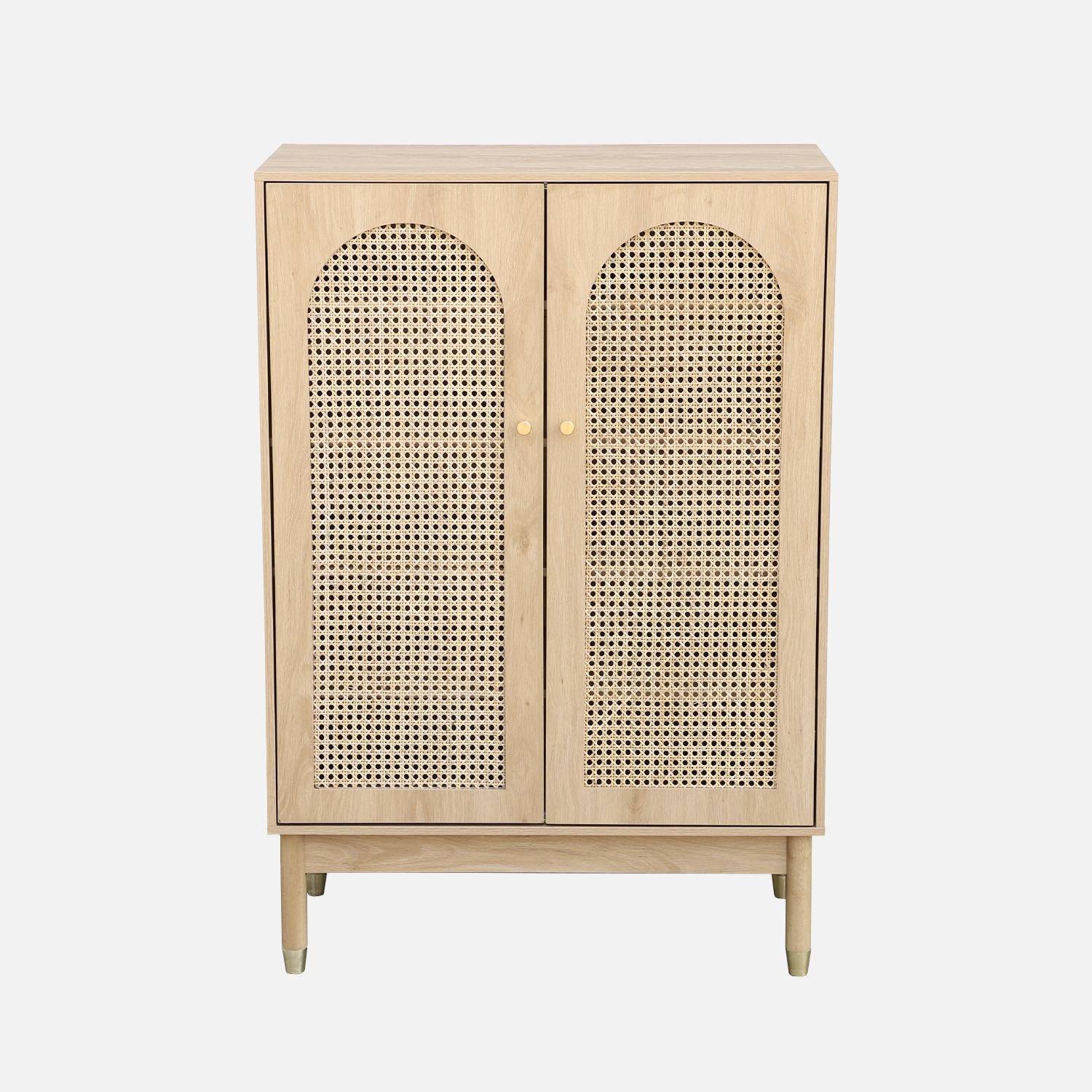 Mobile per scarpe 2 ante in canna, Judith, Marrone naturale, 78x37x114 cm Photo4